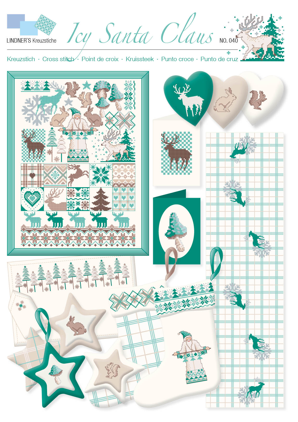 Lindners Cross Stitch Chart Icy Santa Claus ePattern