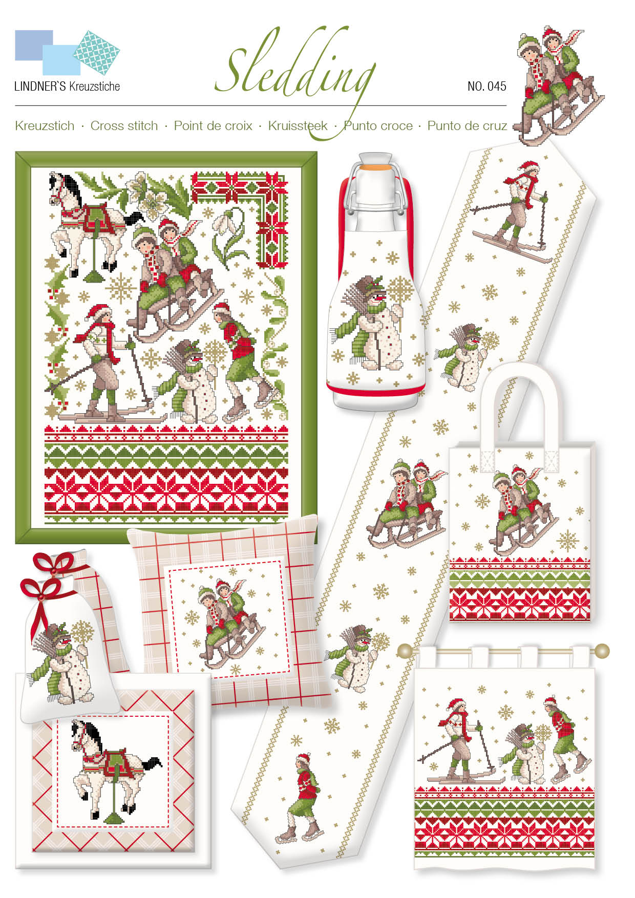 Lindners Cross Stitch Chart Sledding ePattern