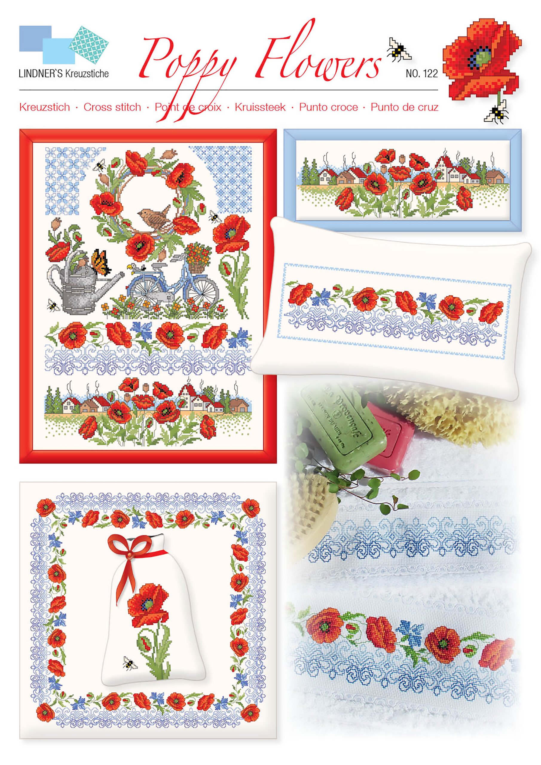 Lindners Cross Stitch Chart Poppy Flowers ePattern
