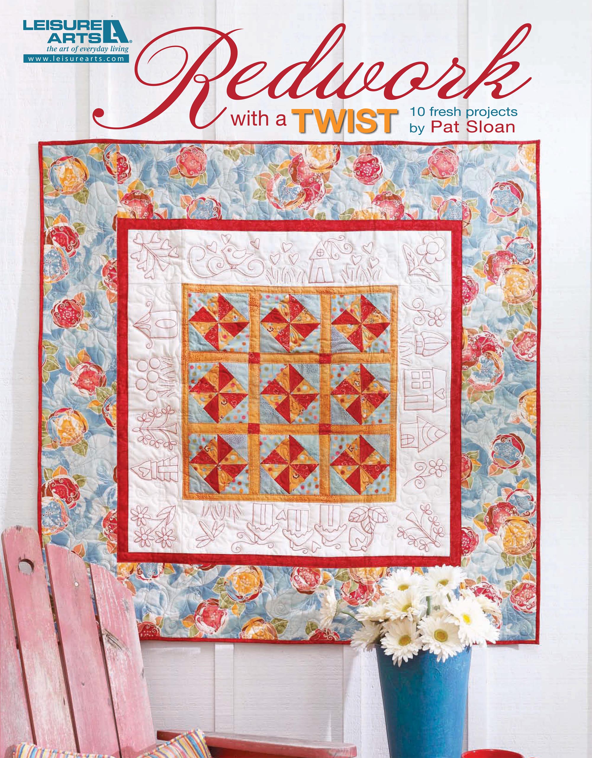 Leisure Arts Redwork With a Twist Quilt eBook