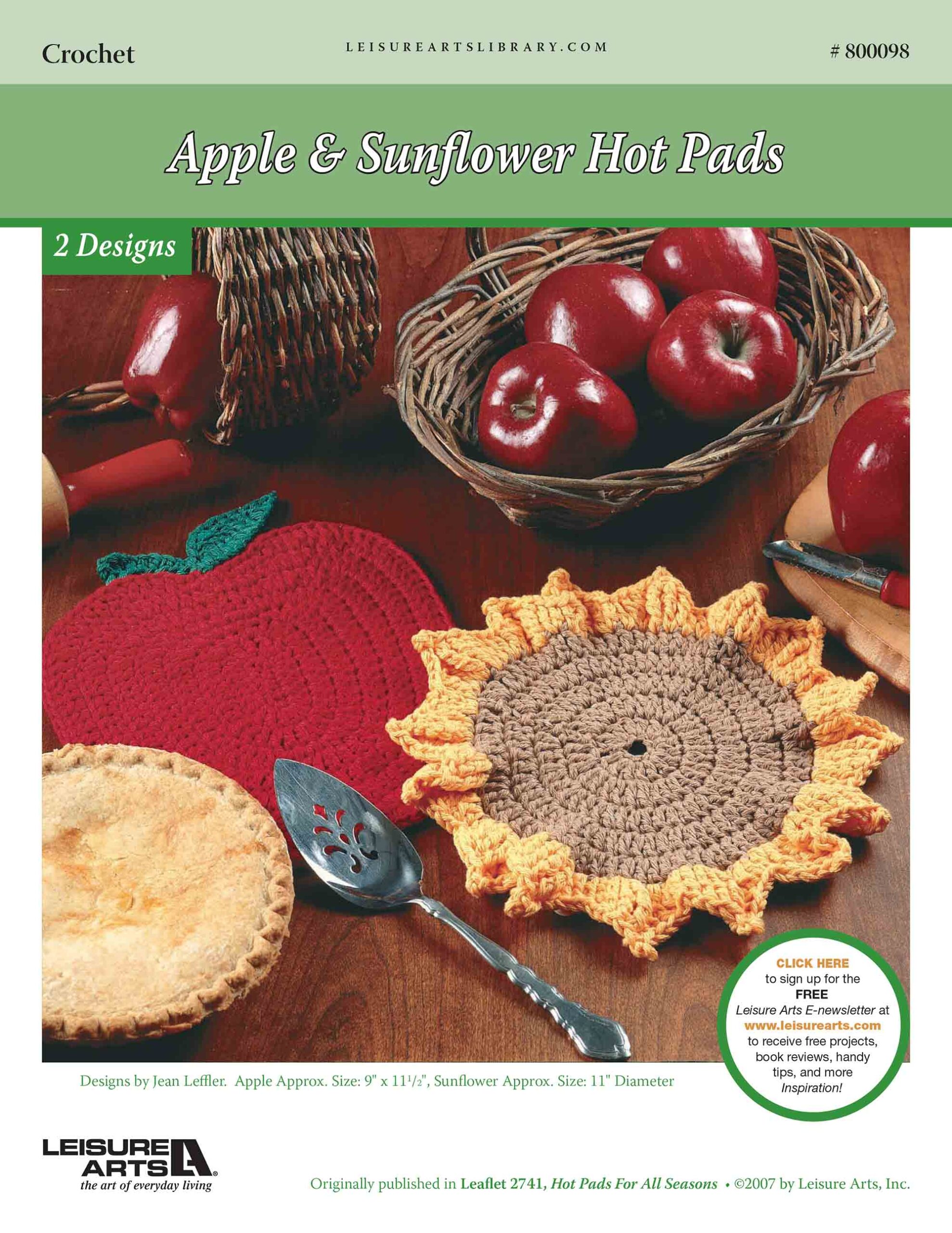 Leisure Arts Apple Sunflower Hot Pads Crochet ePattern