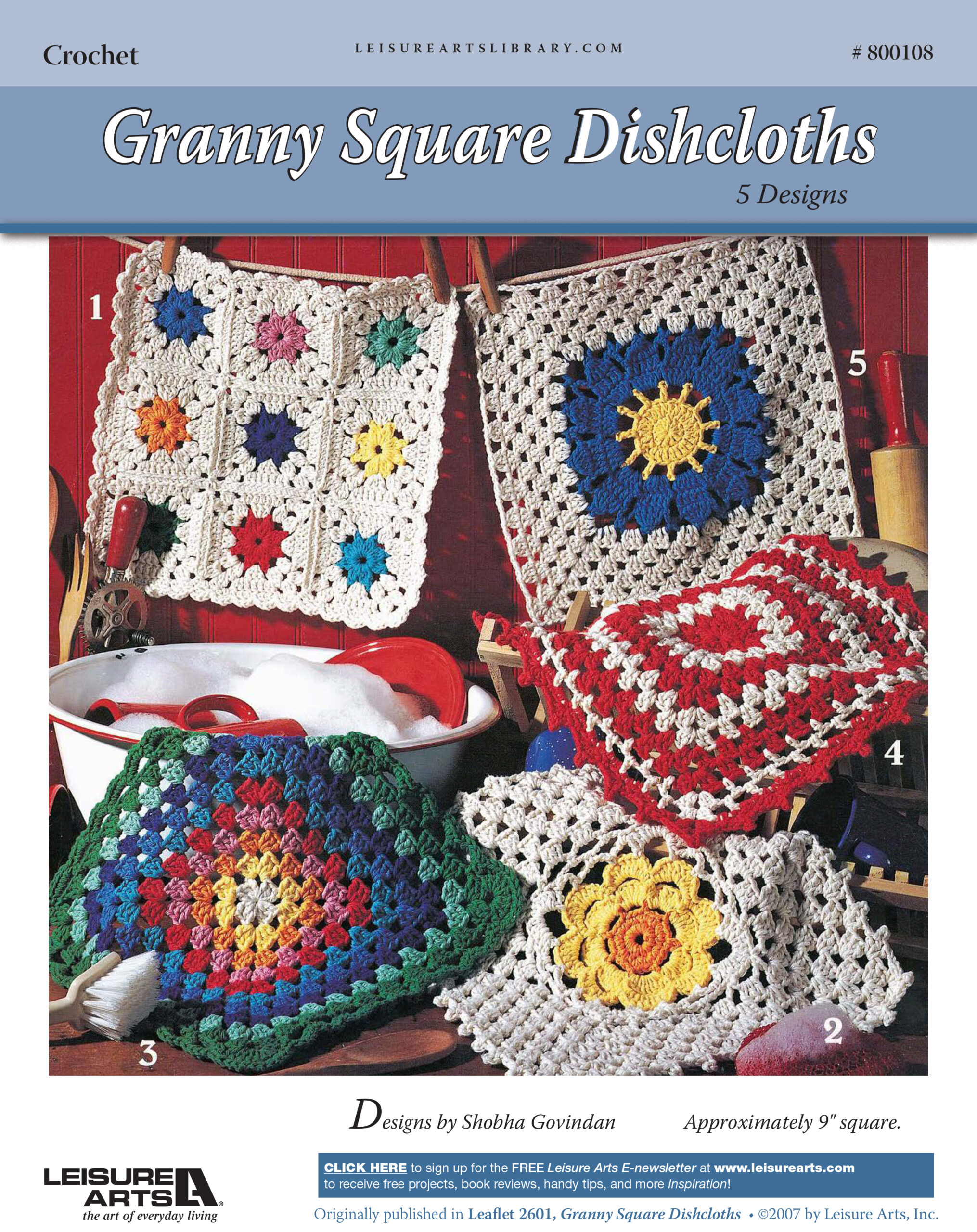 Leisure Arts Granny Square Dishcloth Crochet ePattern