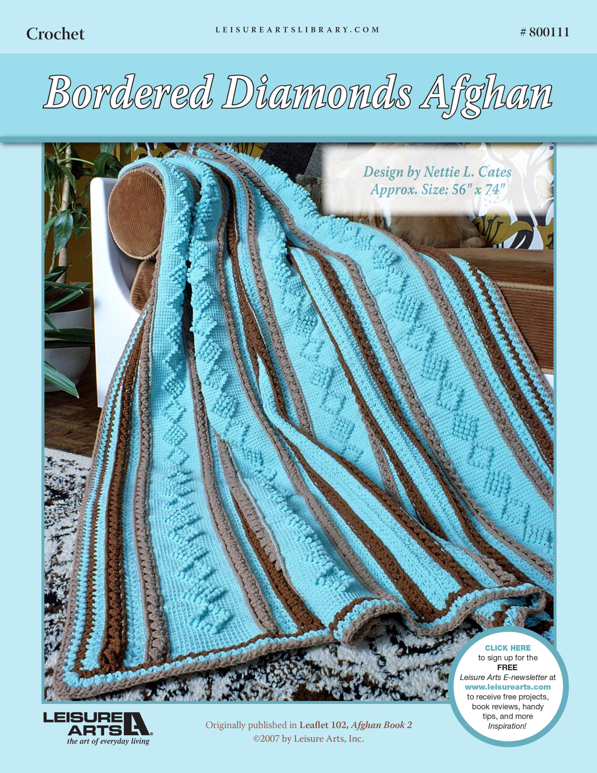 Leisure Arts Bordered Diamond Afghan Crochet ePattern