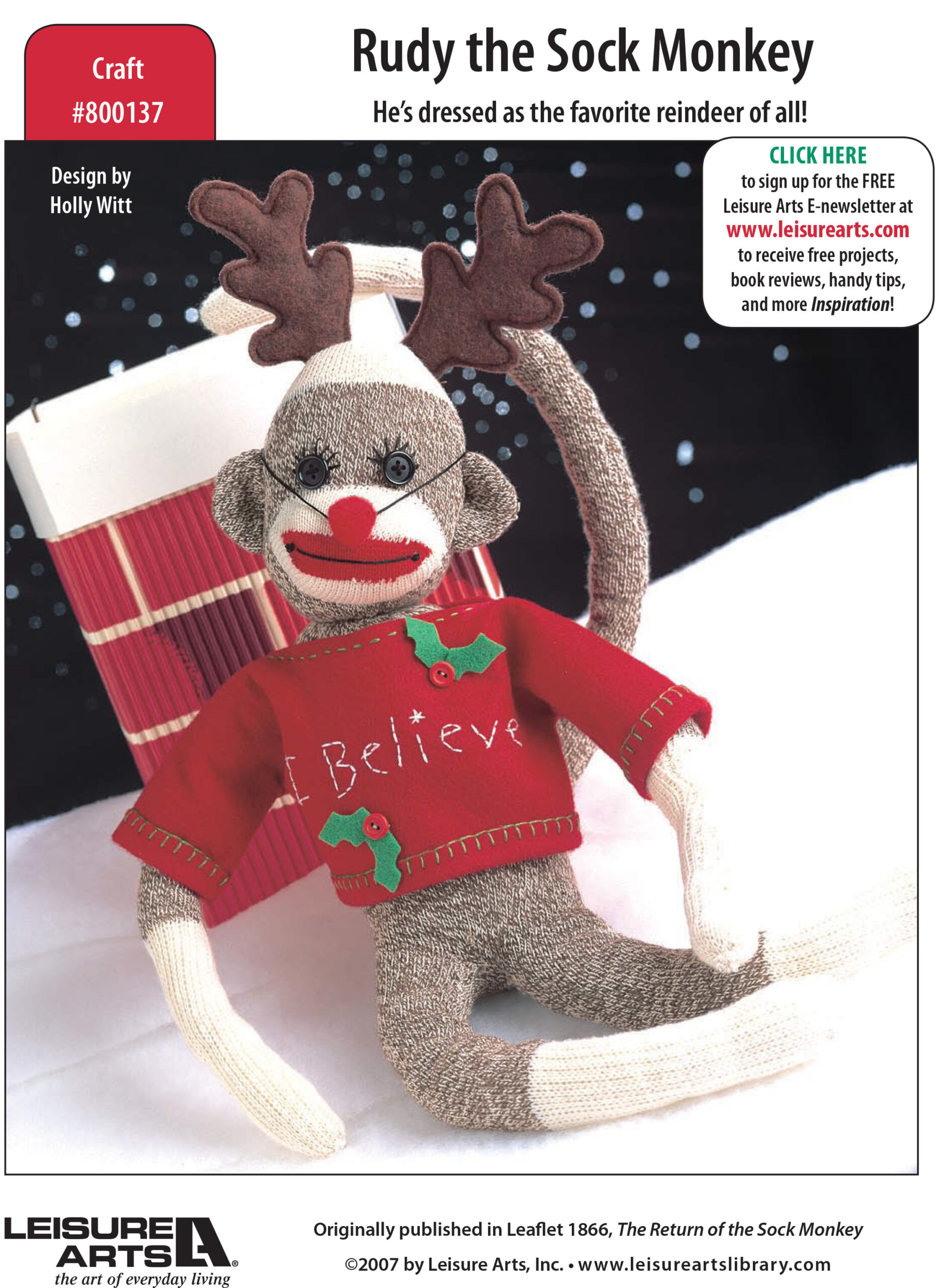 Leisure Arts Rudy The Sock Monkey Sewing ePattern