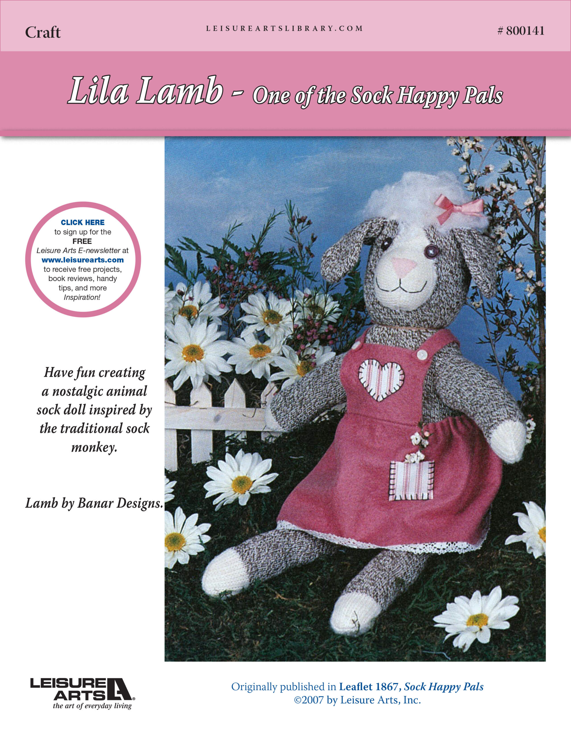 Leisure Arts Lila LambOne of the Sock Happy Pals Sewing ePattern