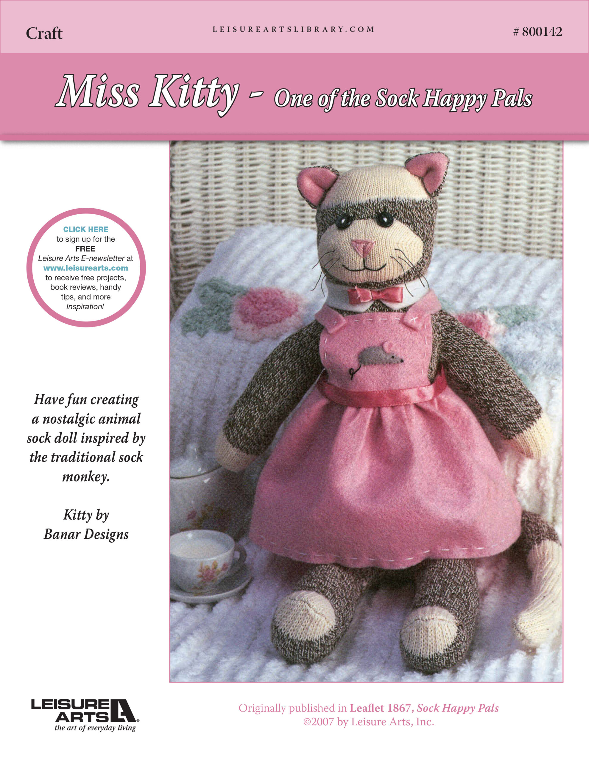 Leisure Arts Miss KittyOne of the Sock Happy Pals Sewing ePattern