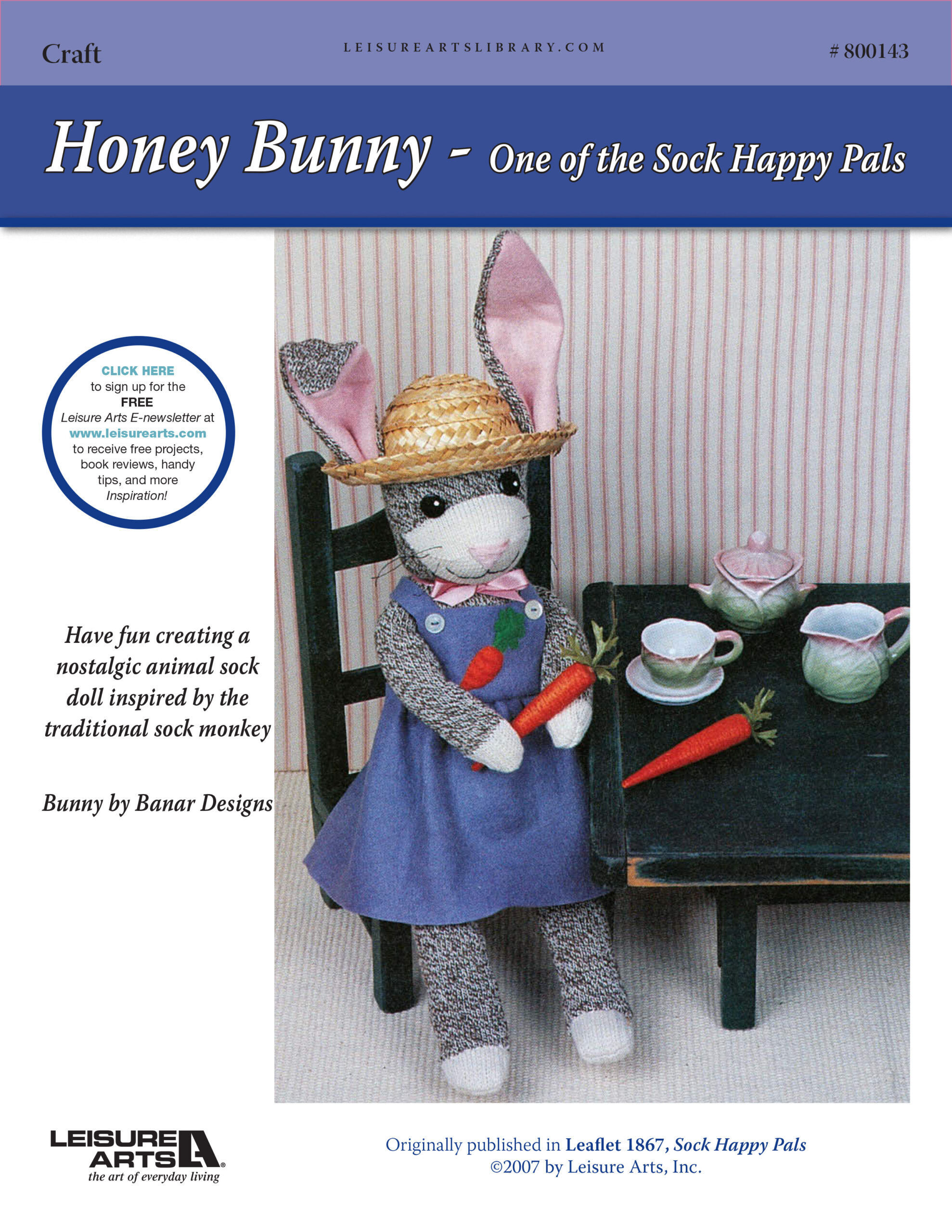 Leisure Arts Honey BunnyOne of the Sock Happy Pals Sewing ePattern