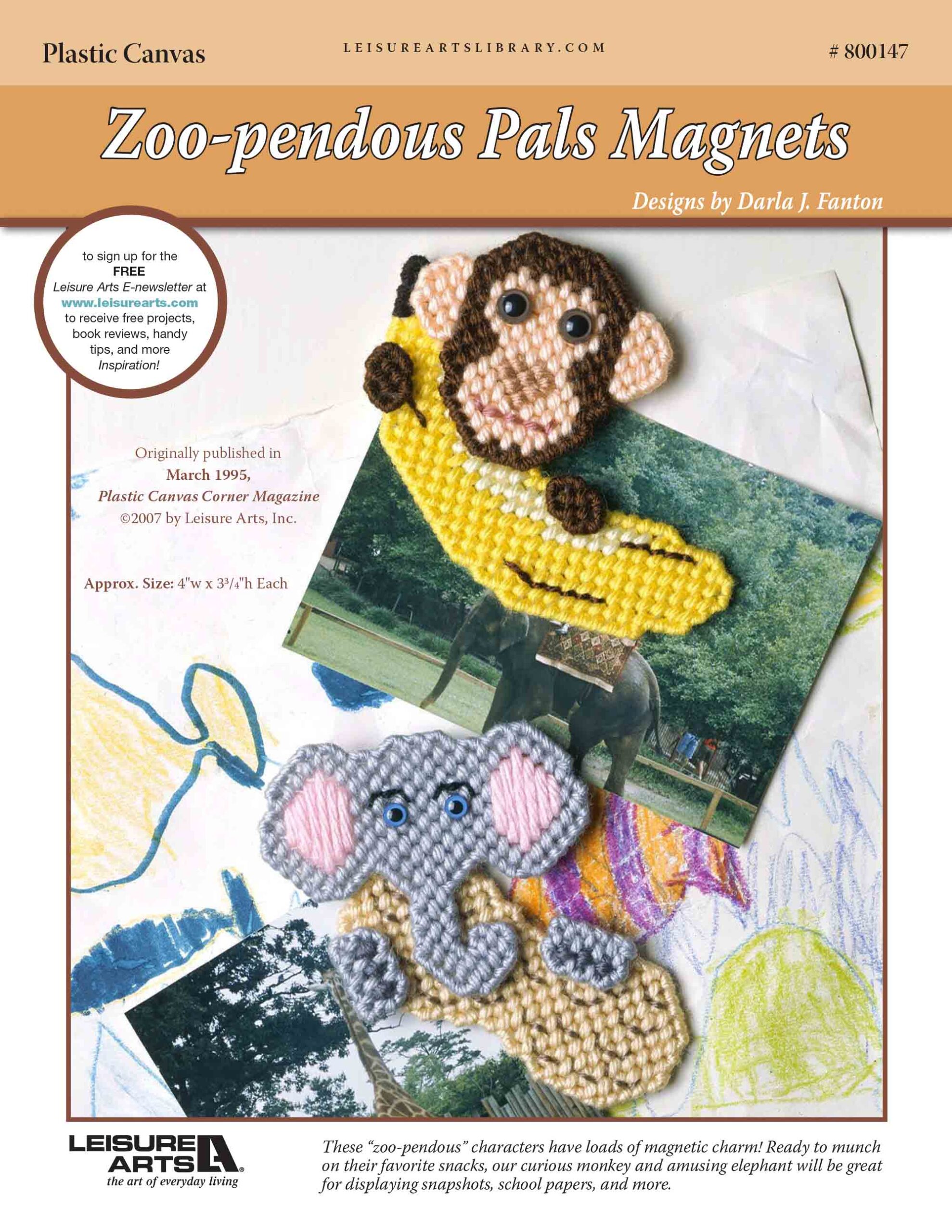 Leisure Arts ZooPendous Pals Magnets Plastic Canvas ePattern
