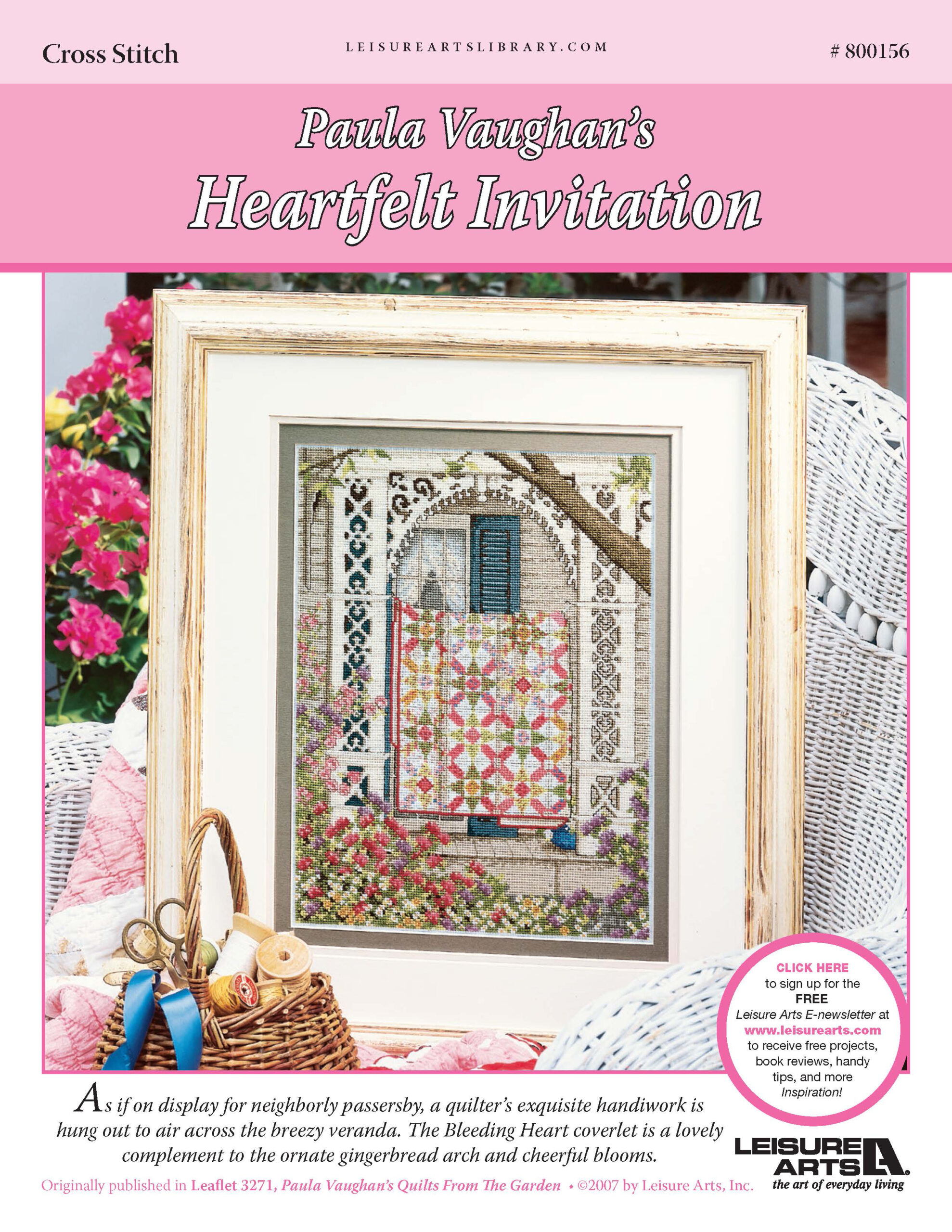 Leisure Arts Paula Vaughans Heartfelt Invitation Cross Stitch ePattern