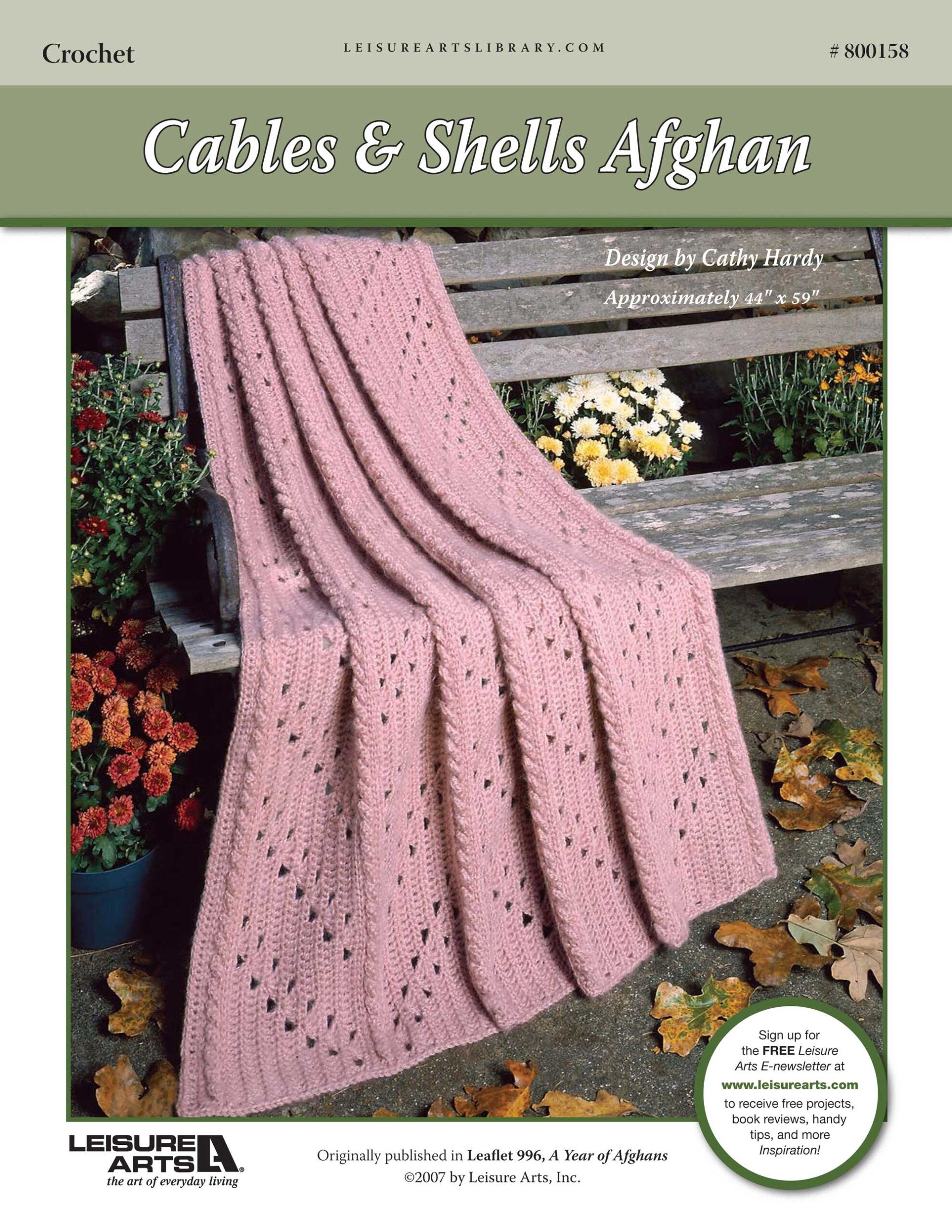 Leisure Arts A Year of Afghans Book 1 Cables Shells Crochet ePattern