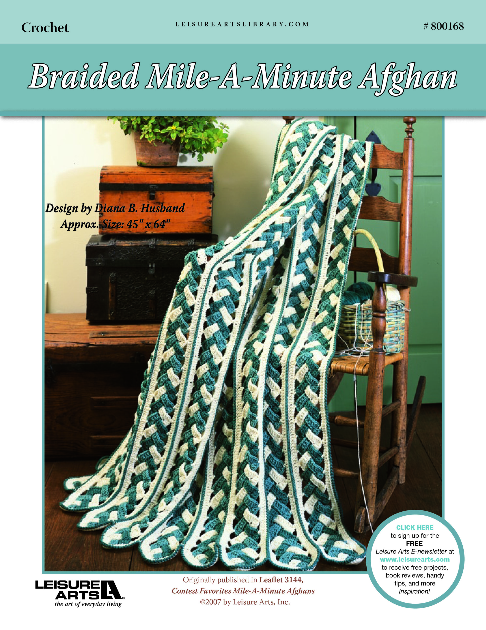 ePattern Leisure Arts Braided MileAMinute Afghan
