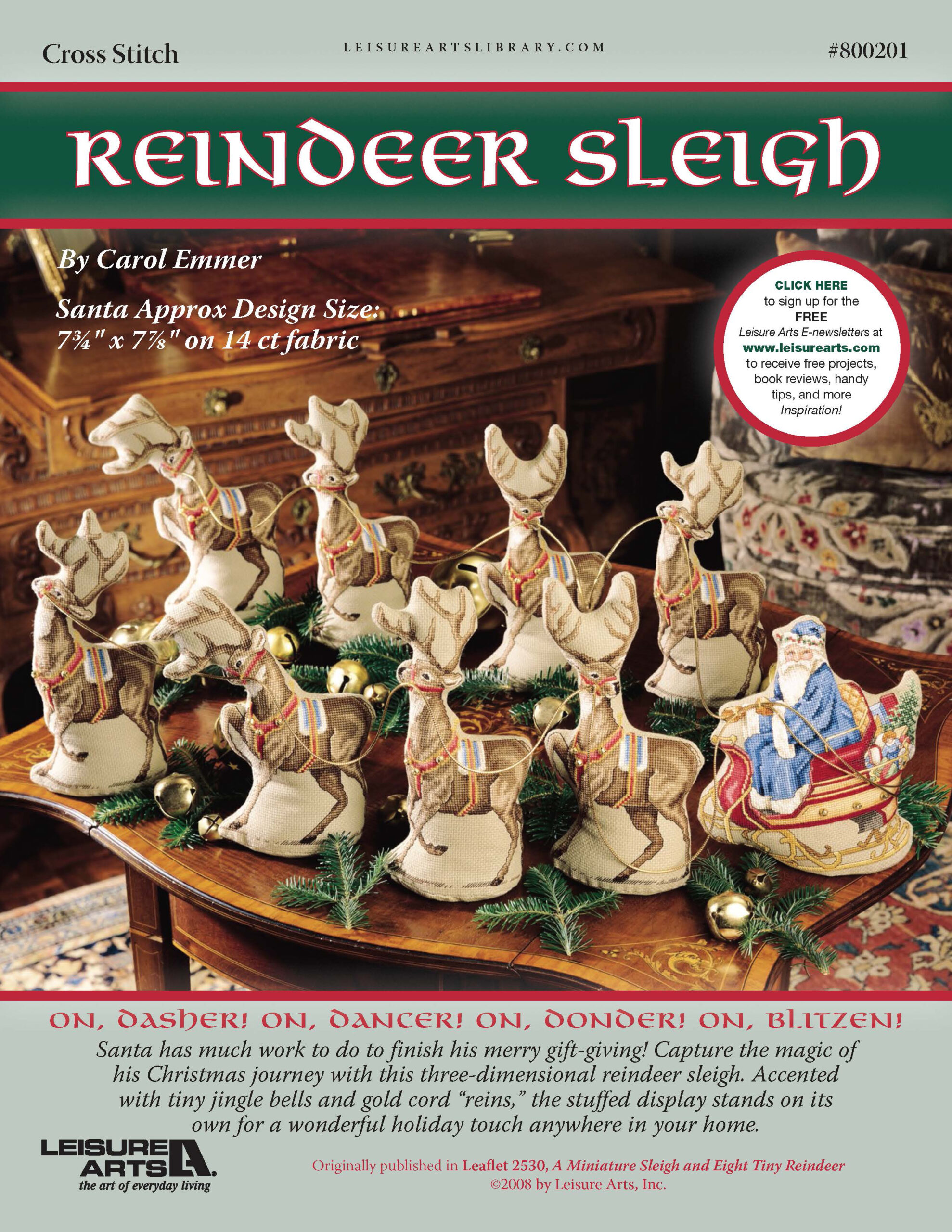 Leisure Arts Reindeer Sleigh Cross Stitch ePattern