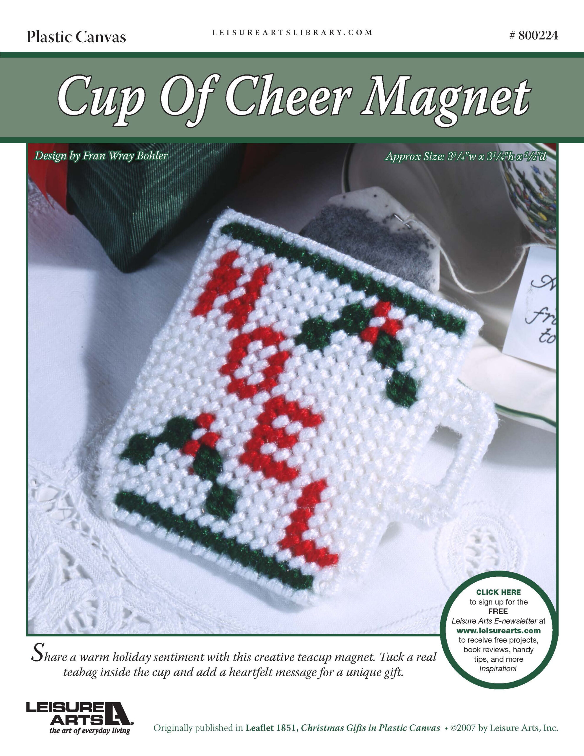 Leisure Arts Christmas Gifts In Plastic Canvas Cup of Cheer Magnet ePattern