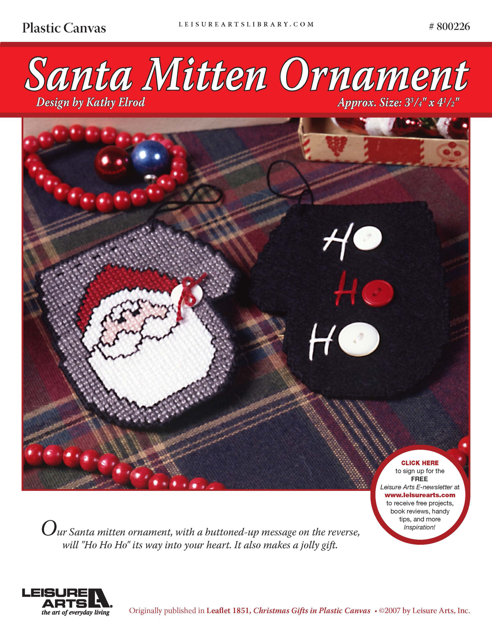 Leisure Arts Christmas Gifts In Plastic Canvas Santa Mitten Ornament ePattern