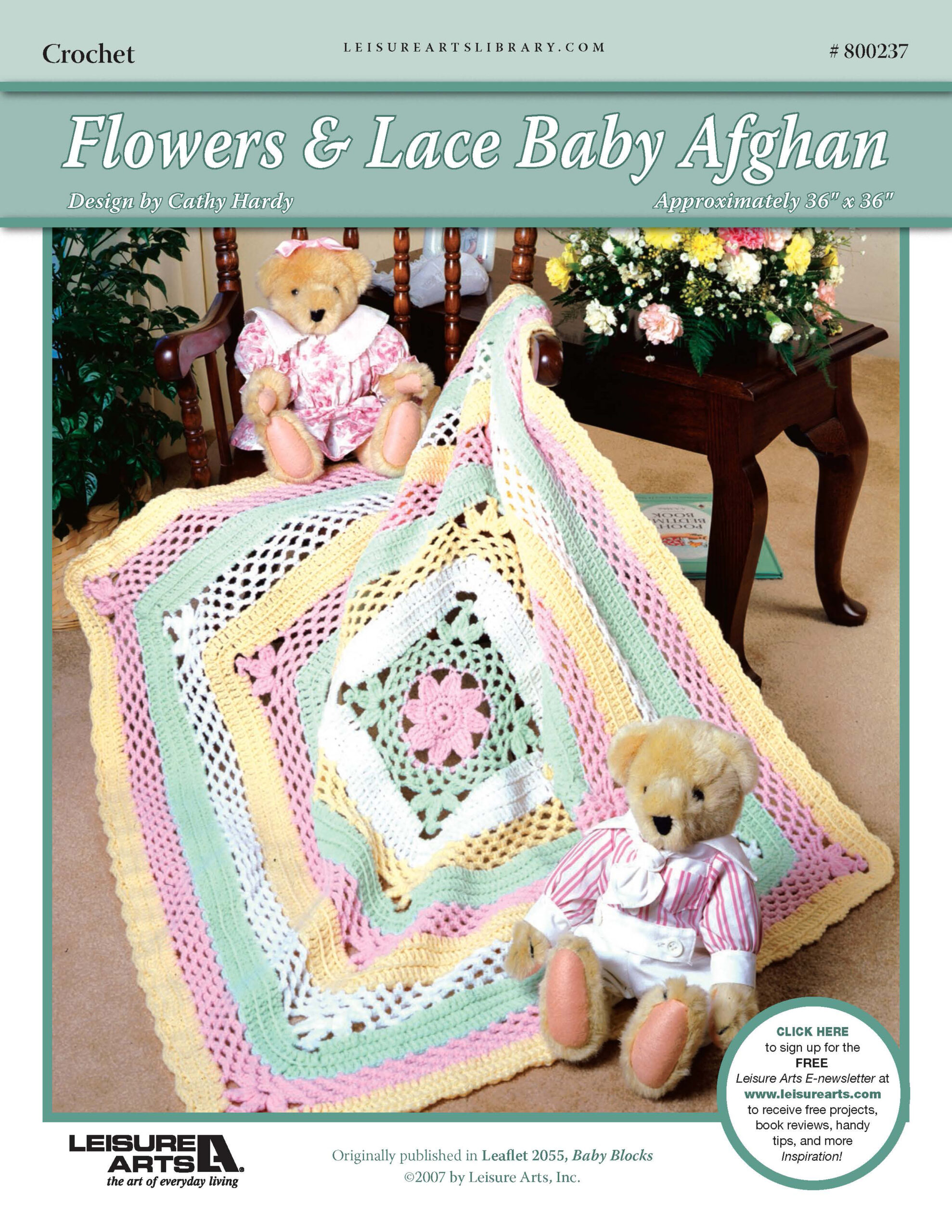 Leisure Arts Flowers Lace Baby Afghan Crochet ePattern