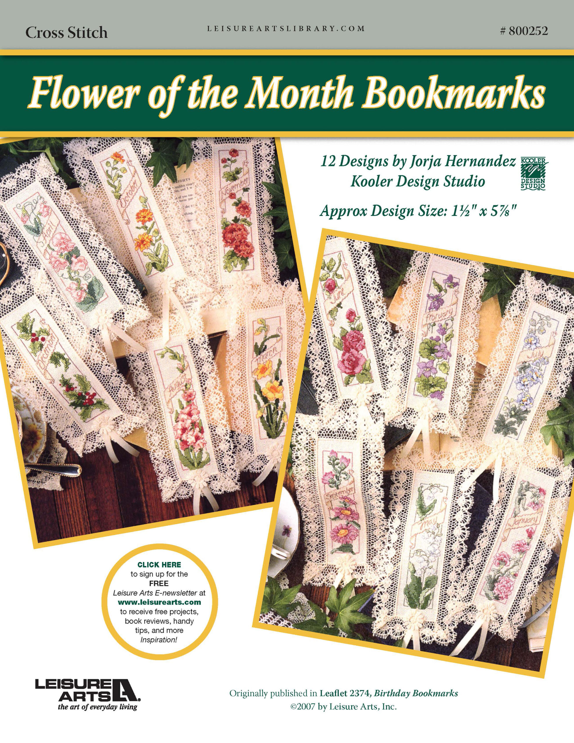 Leisure Arts Flower Of The Month Bookmarks Cross Stitch ePattern
