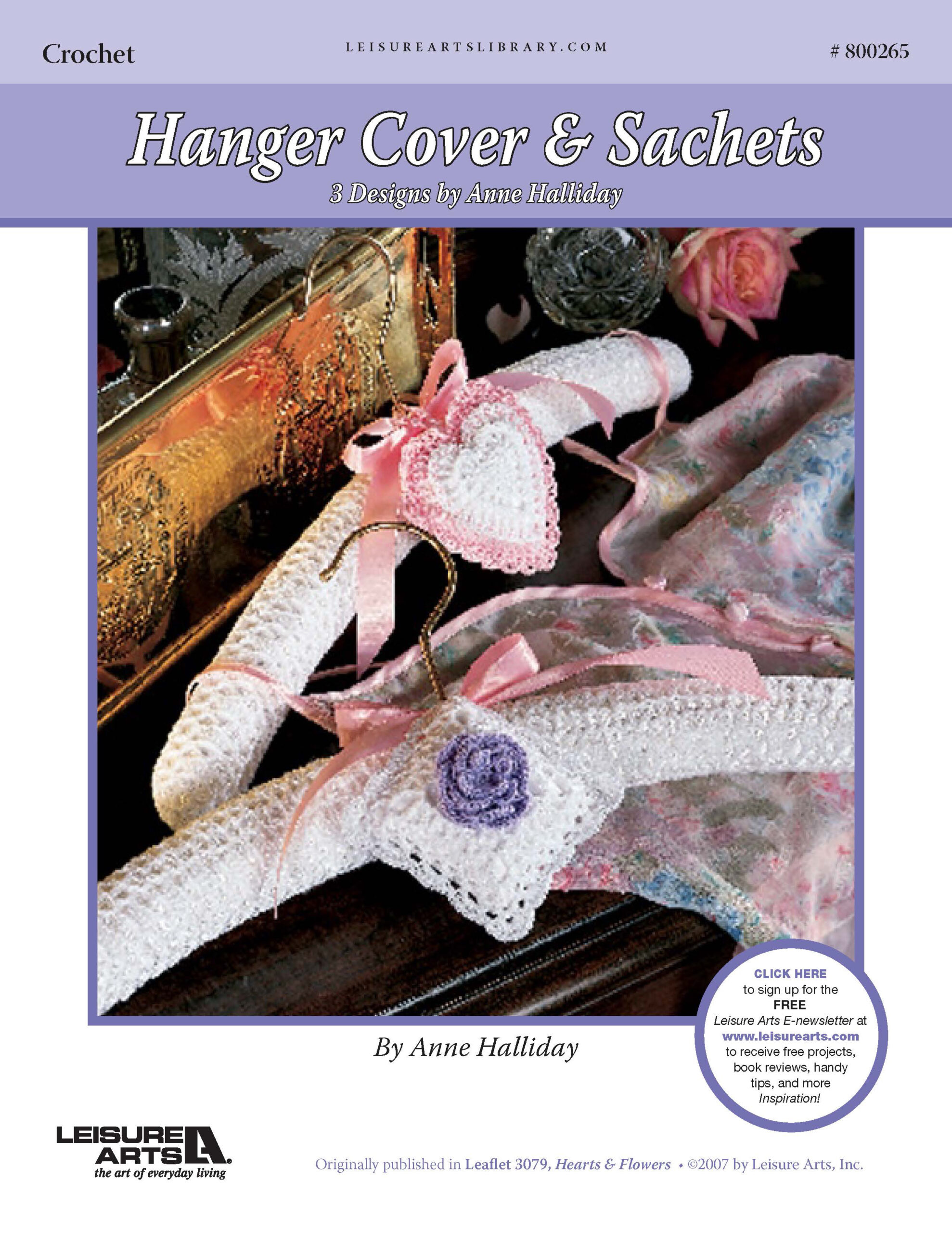 Leisure Arts Hearts Flowers Hanger Cover Sachets Crochet ePattern