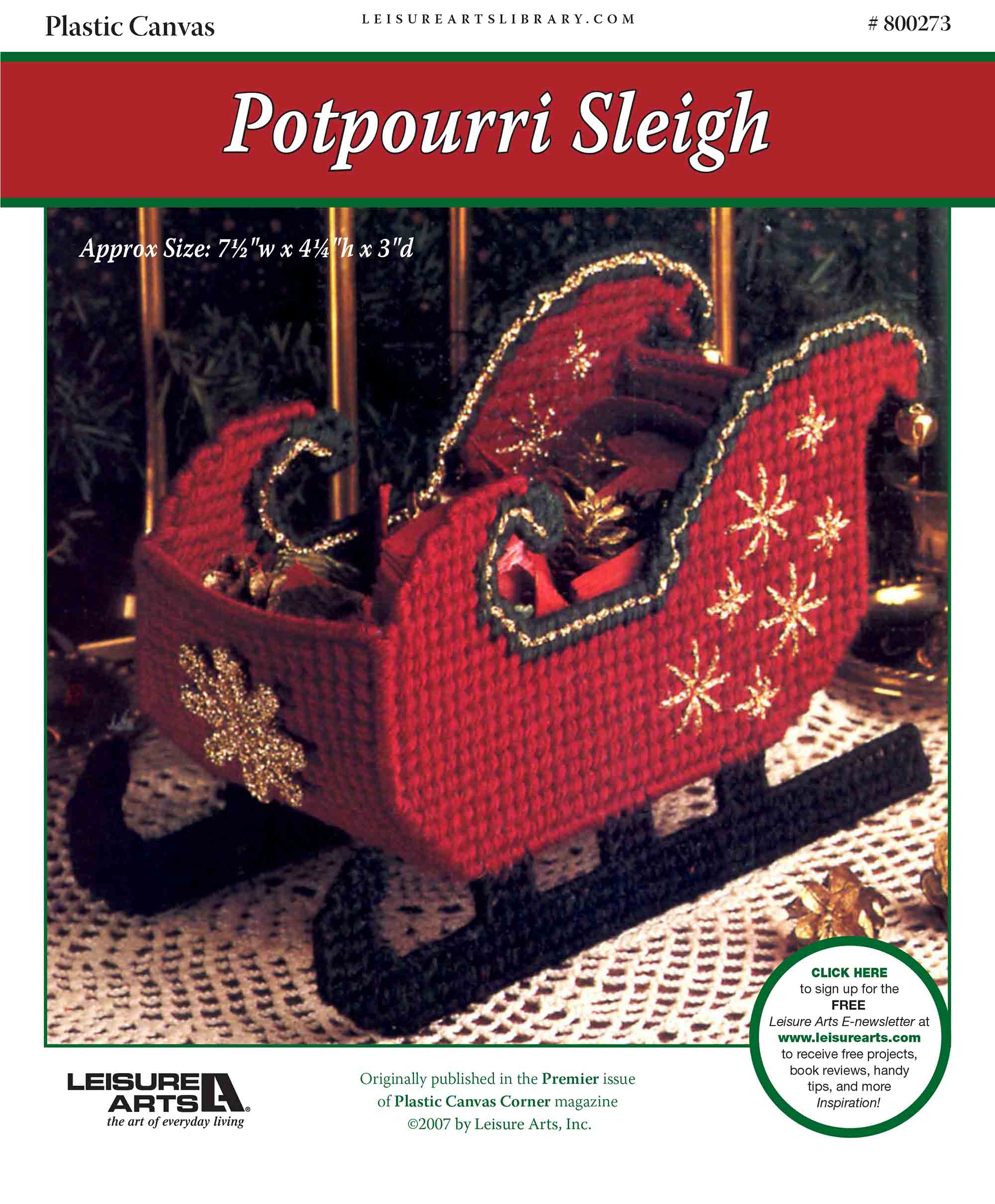 Leisure Arts Potpourri Sleigh Plastic Canvas ePattern
