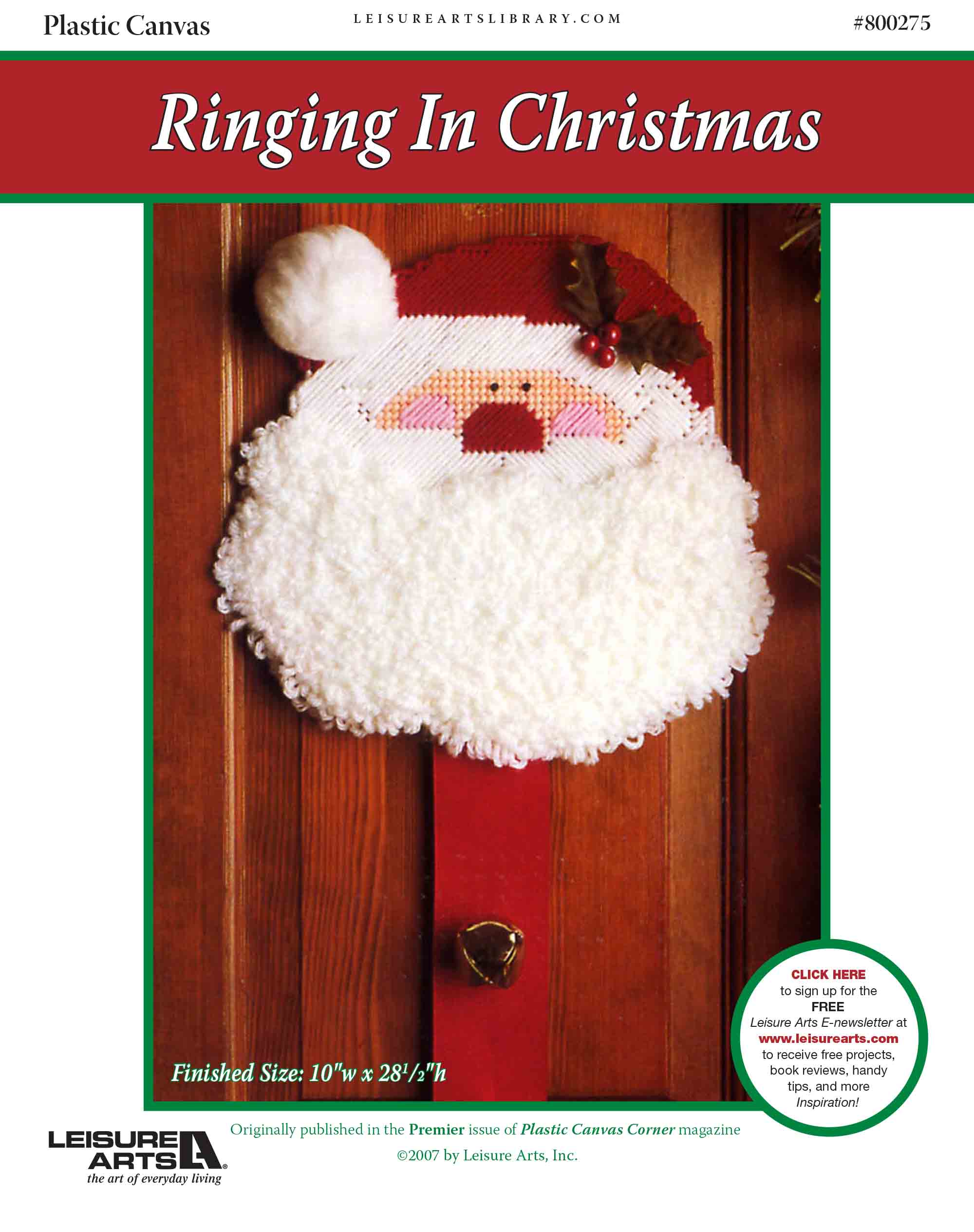 Leisure Arts Ringing In Christmas Santa Wall Hanging Plastic Canvas ePattern
