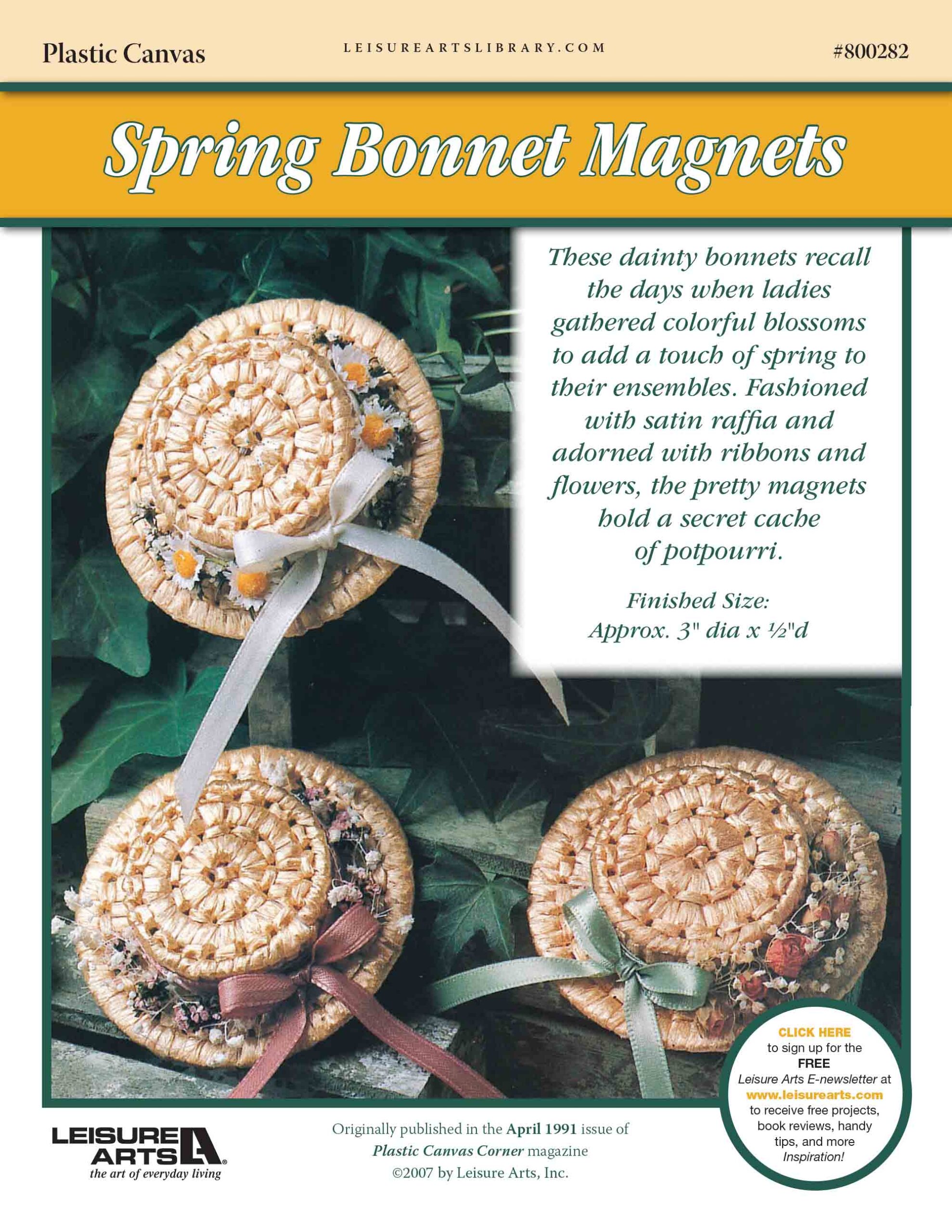 Leisure Arts Spring Bonnet Magnets Plastic Canvas ePattern