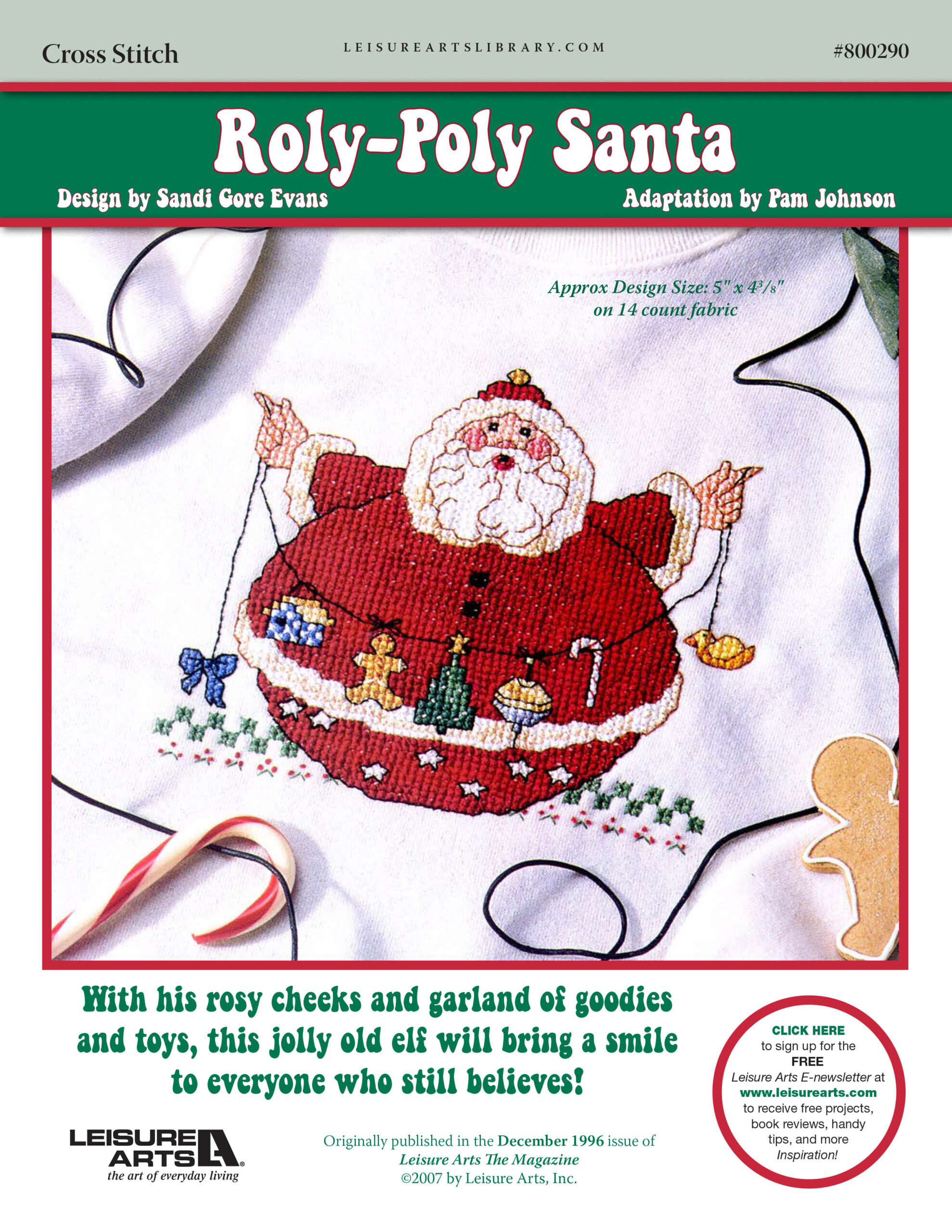 Leisure Arts RolyPoly Santa Cross Stitch ePattern
