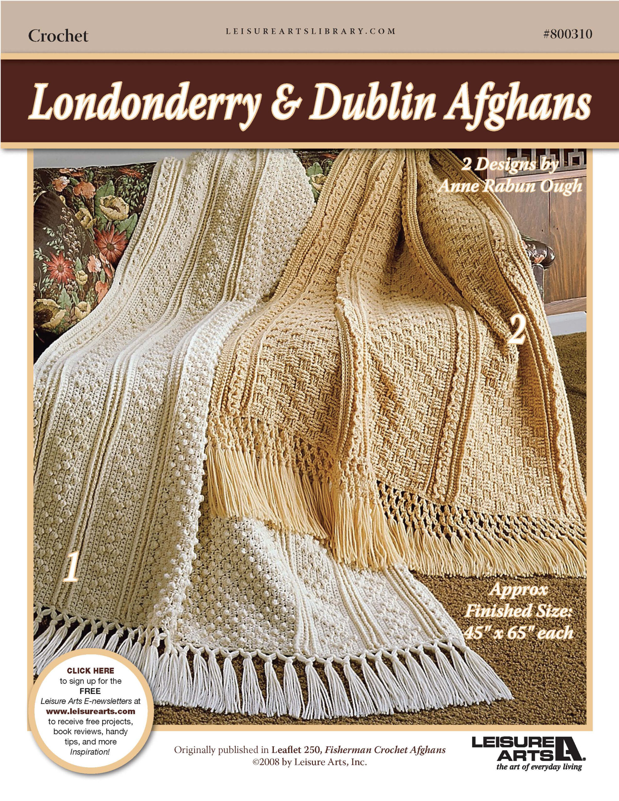 Leisure Arts Fisherman Crochet Afghans Londonderry Dublin ePattern