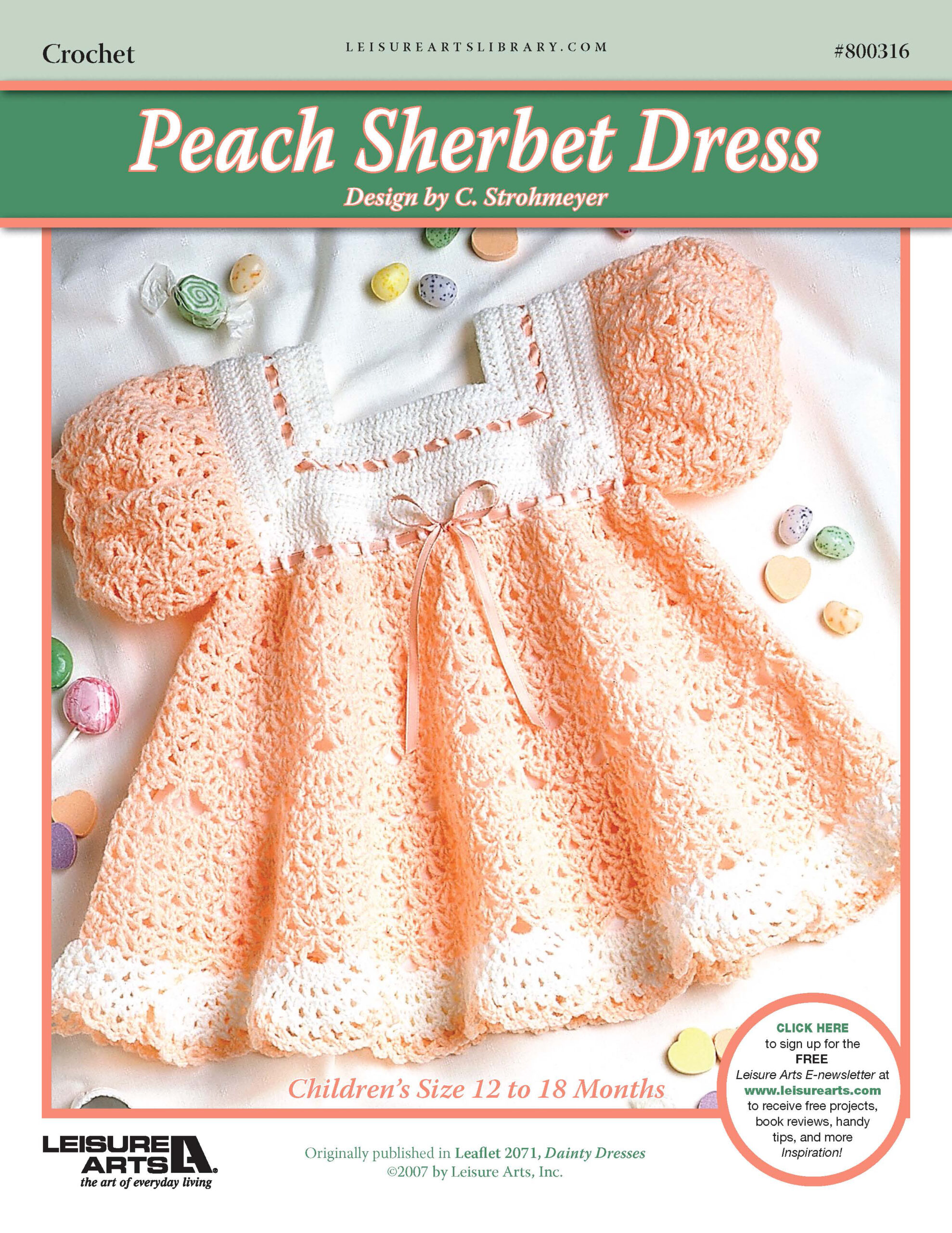 Leisure Arts Dainty Dresses Peach Sherbet Crochet ePattern
