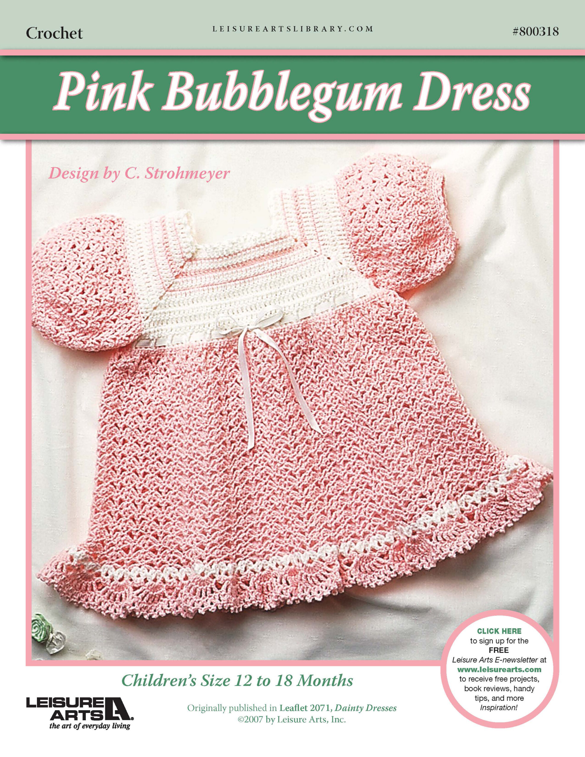 Leisure Arts Dainty Dresses Pink Bubblegum Crochet ePattern