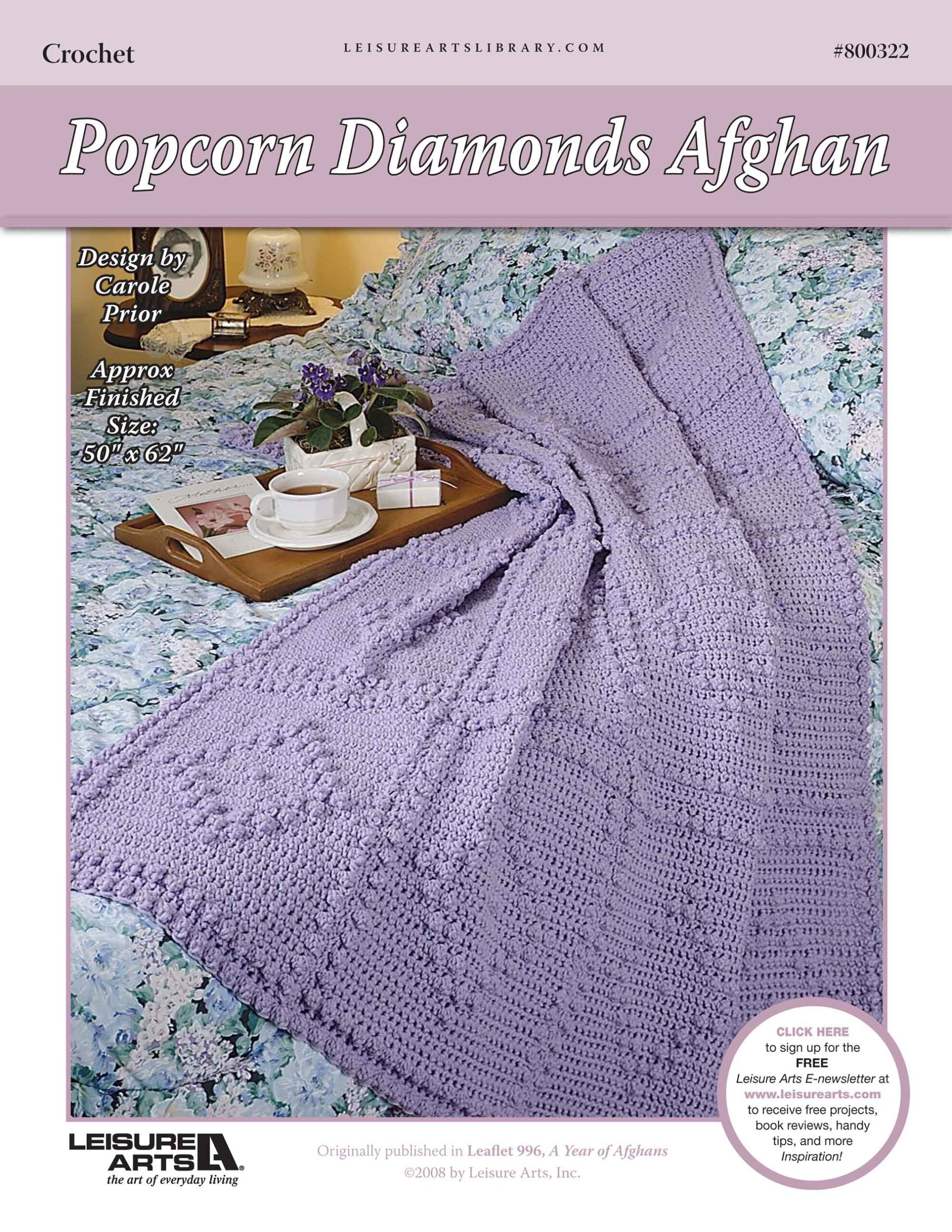 Leisure Arts A Year of Afghans Book 1 Popcorn Diamonds Crochet ePattern