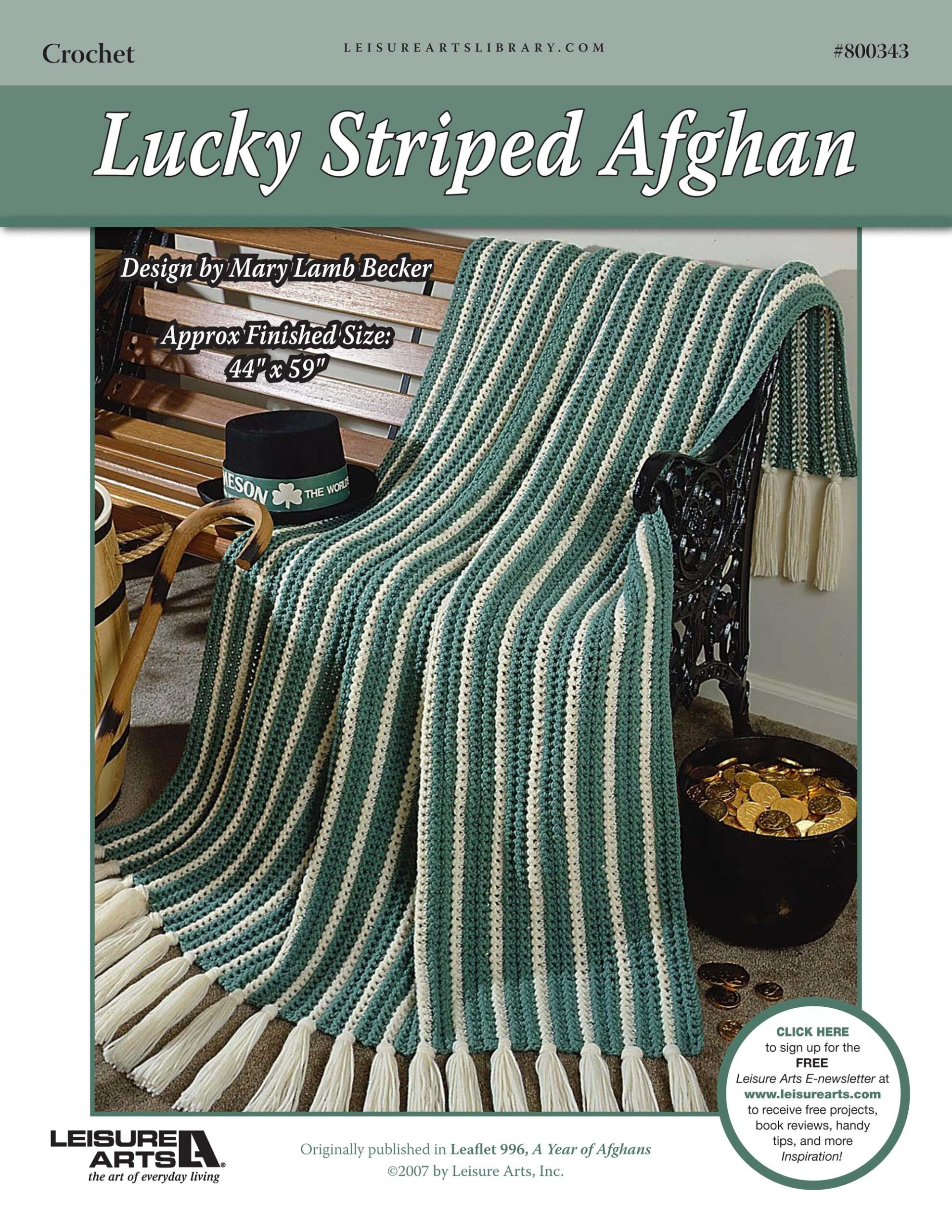 Leisure Arts A Year of Afghans Book 1 Lucky Striped Crochet ePattern