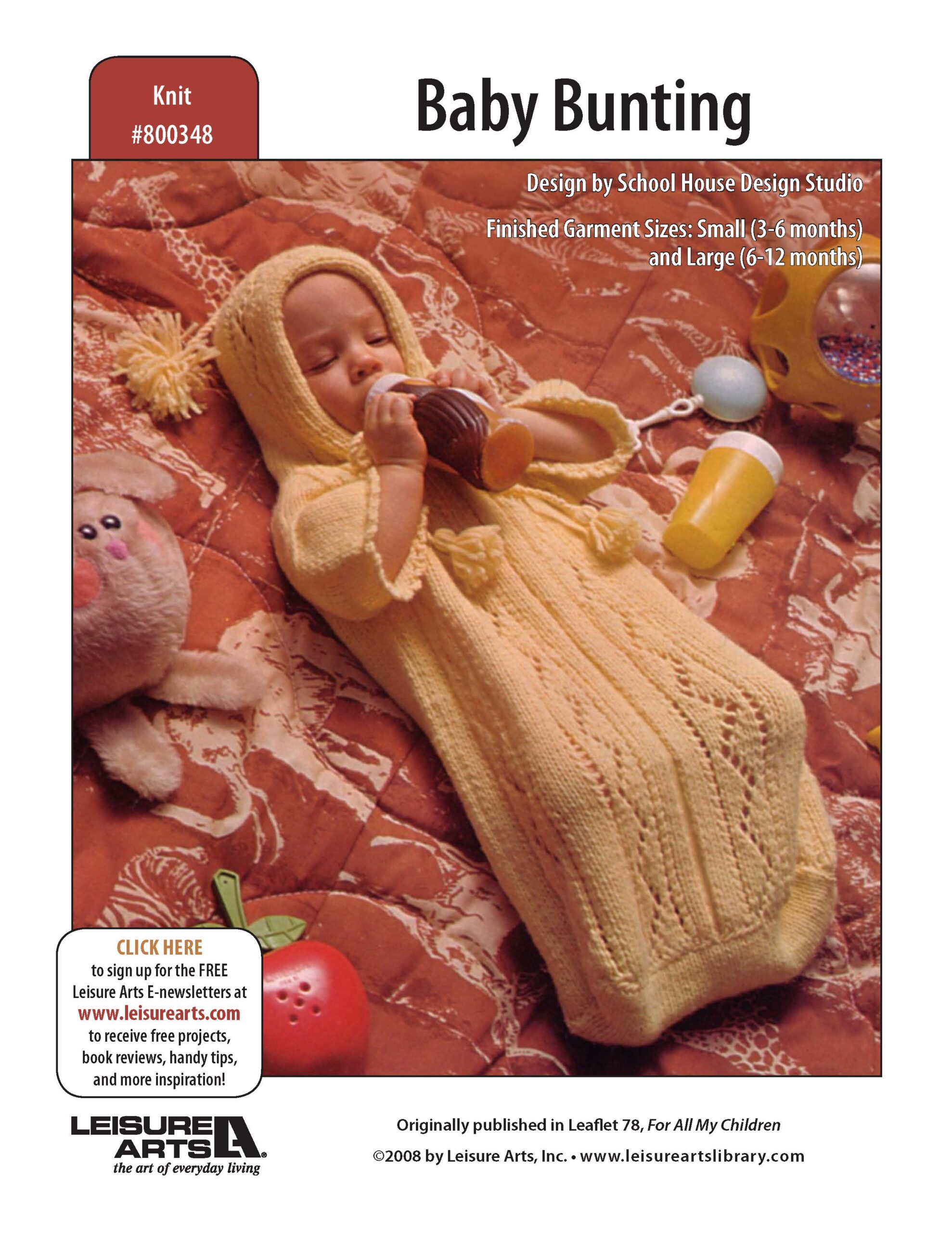 Leisure Arts For All My Children Baby Bunting Knit ePattern