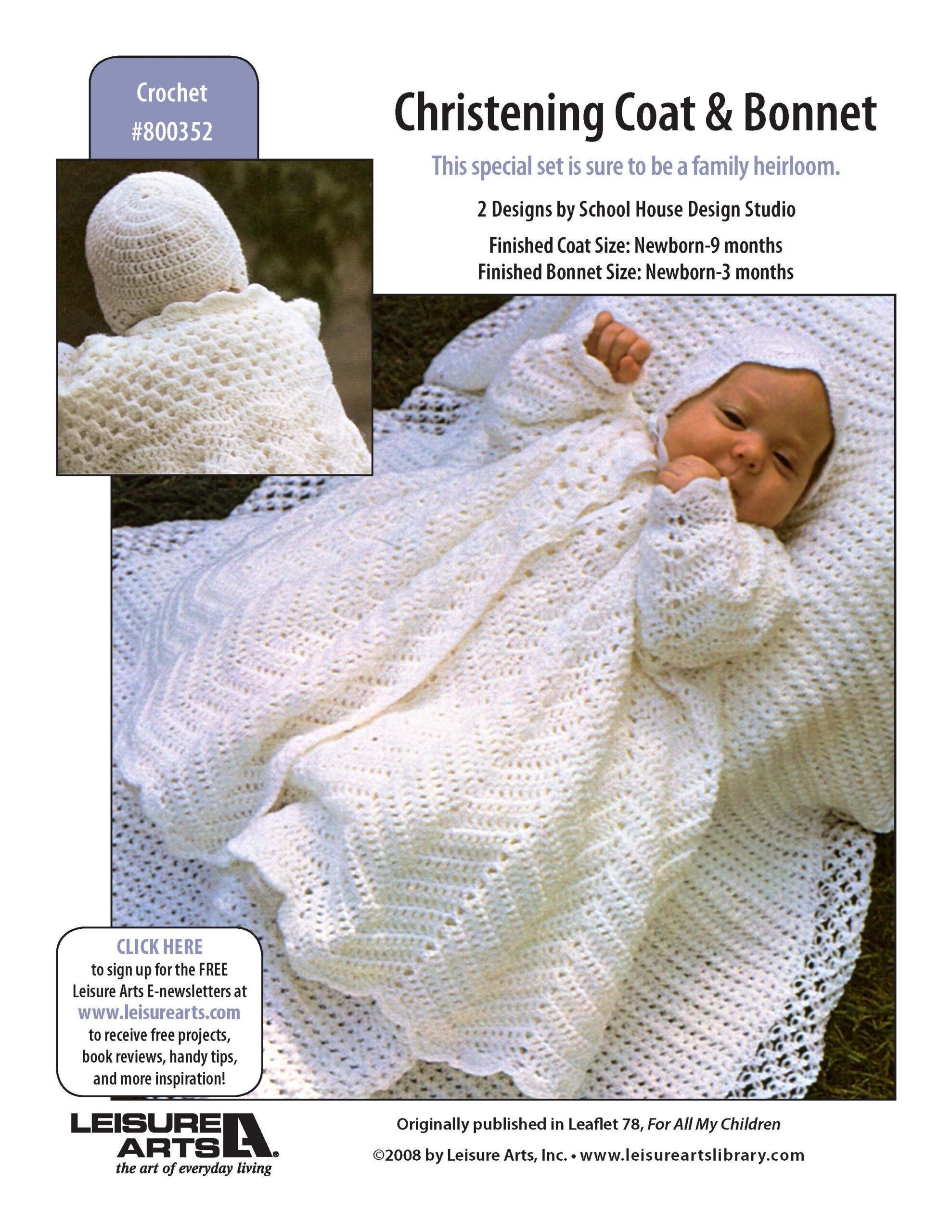 Leisure Arts For All My Children Christening Coat Bonnet Crochet ePattern