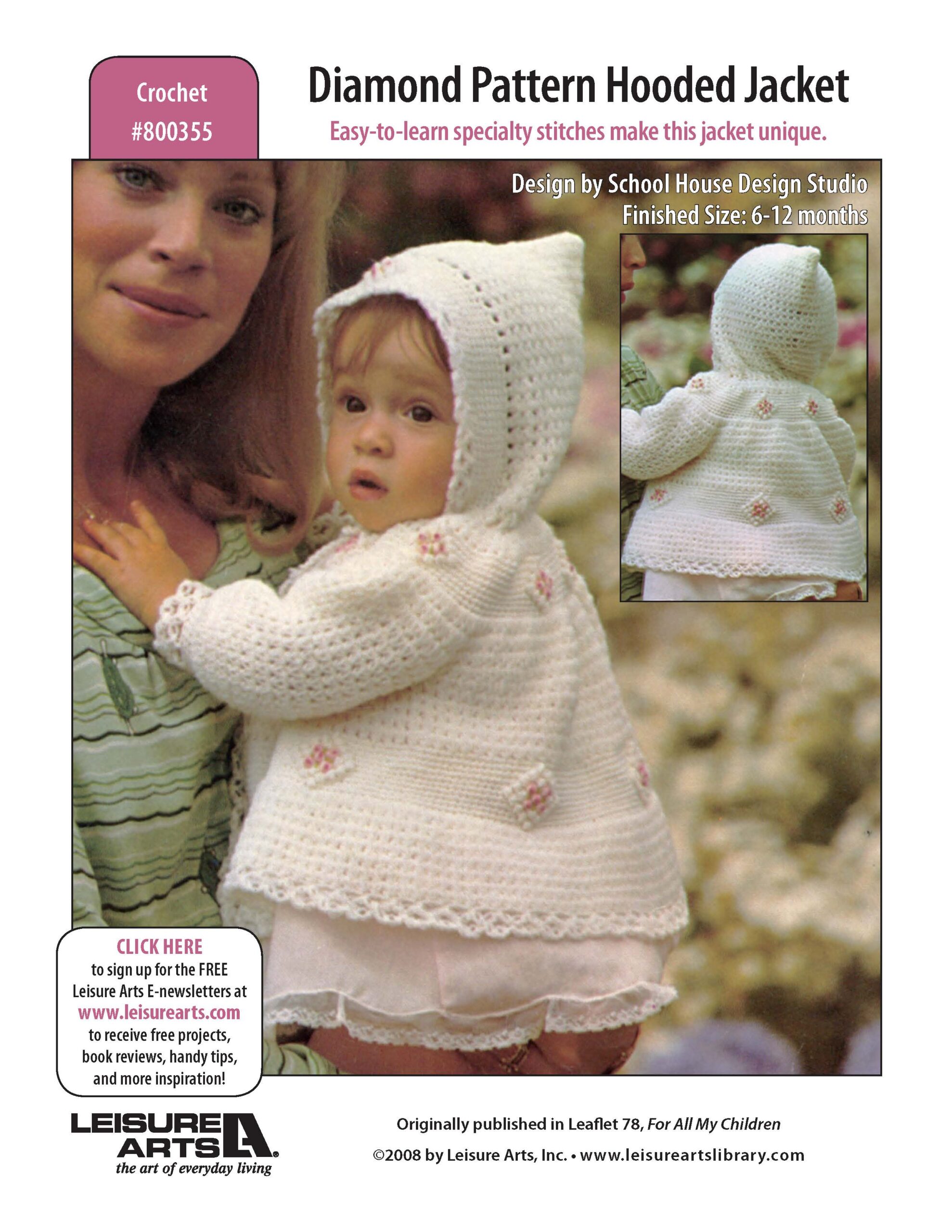 Leisure Arts For All My Children Diamond Pattern Hooded Jacket Crochet ePattern