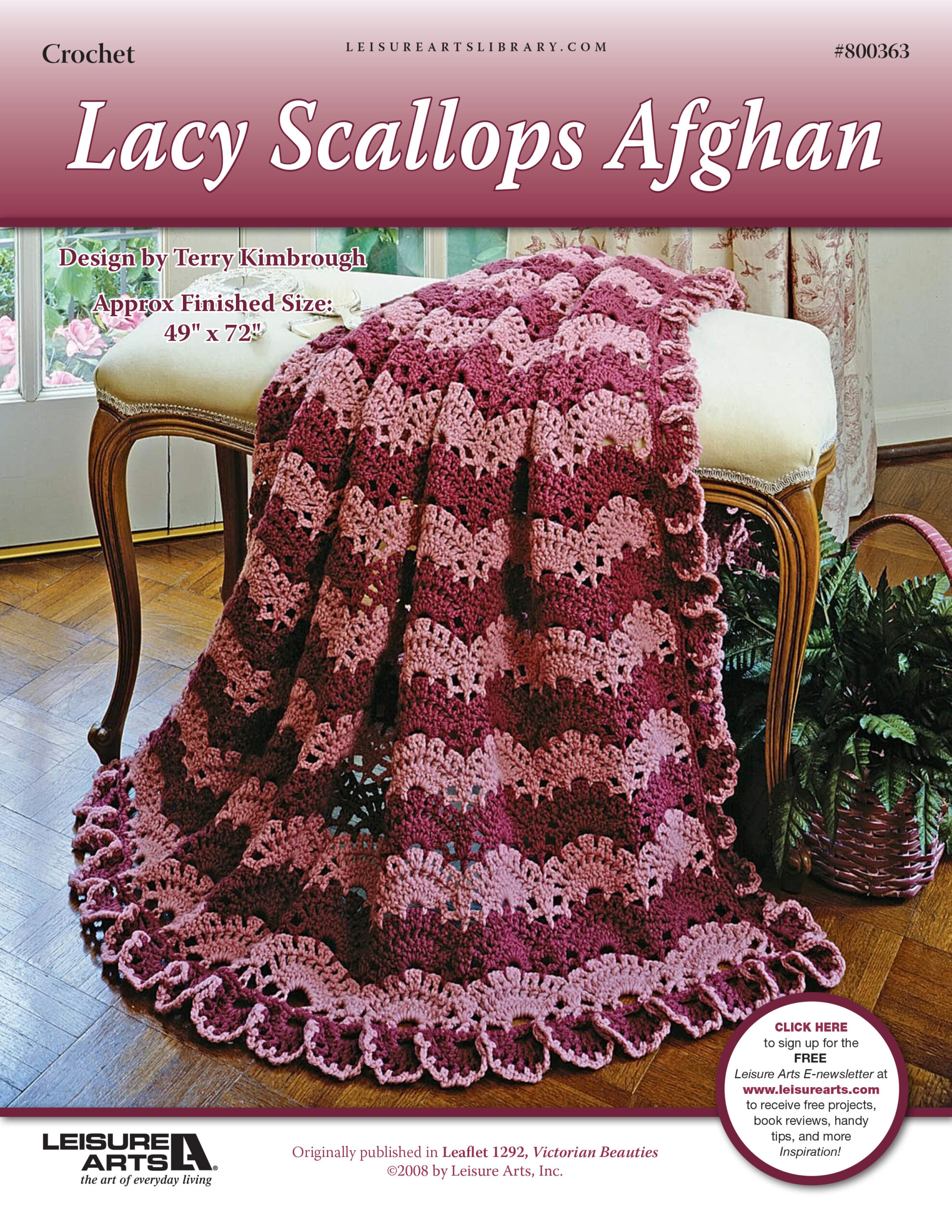 Leisure Arts Lacy Scallops Afghan Crochet ePattern