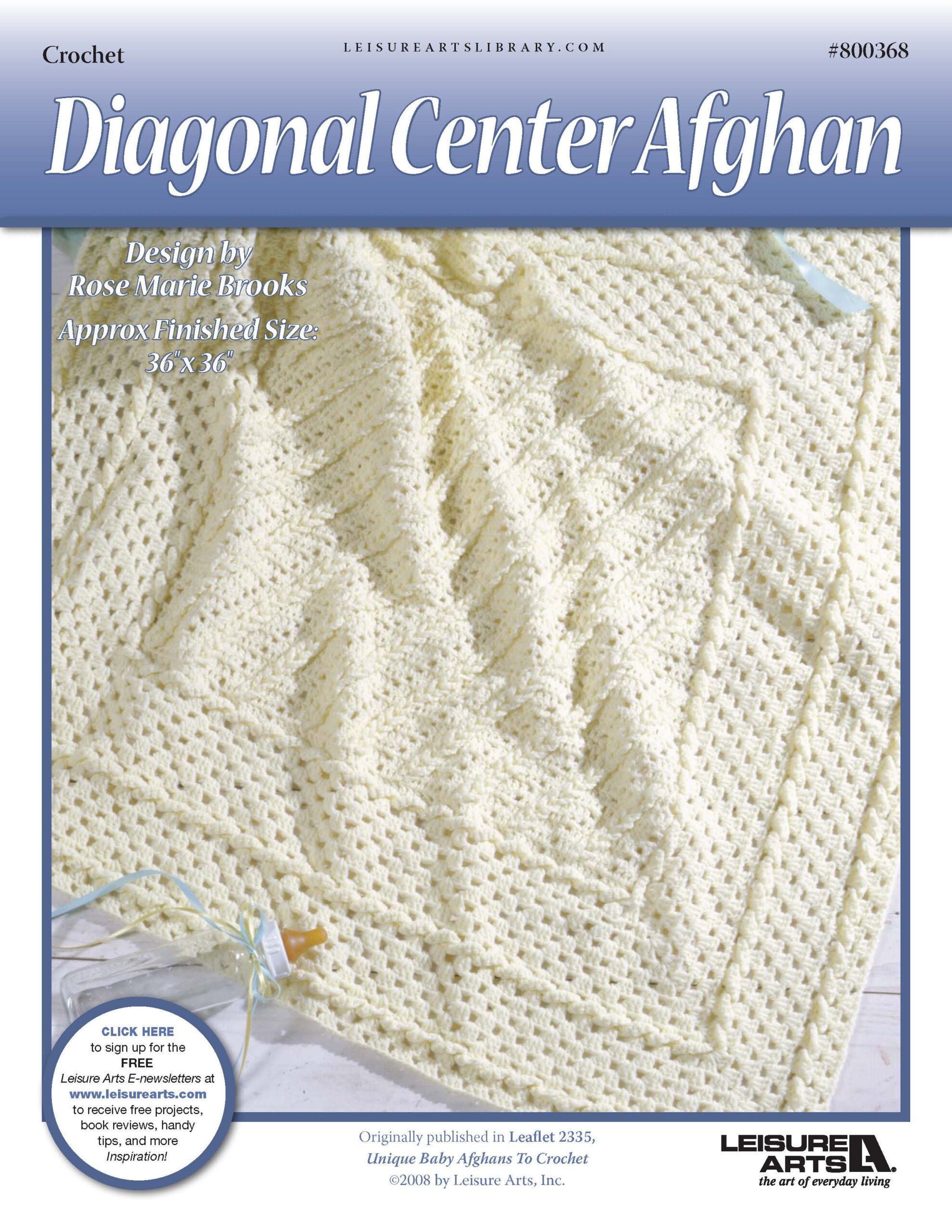 Leisure Arts Unique Baby Afghans to Crochet Diagonal Center Afghan ePattern