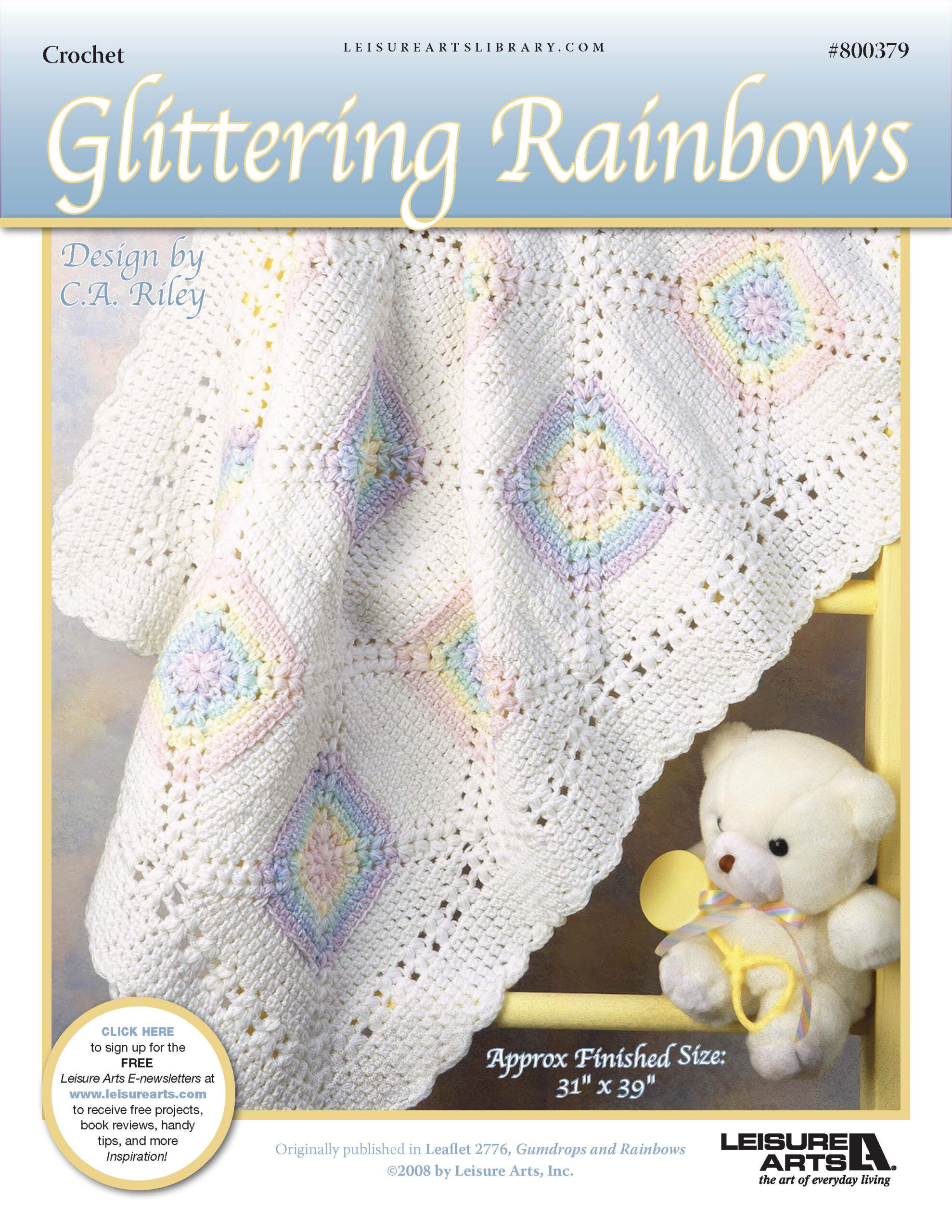 Leisure Arts Gumdrops and Rainbows Glittering Rainbow Afghan Crochet ePattern