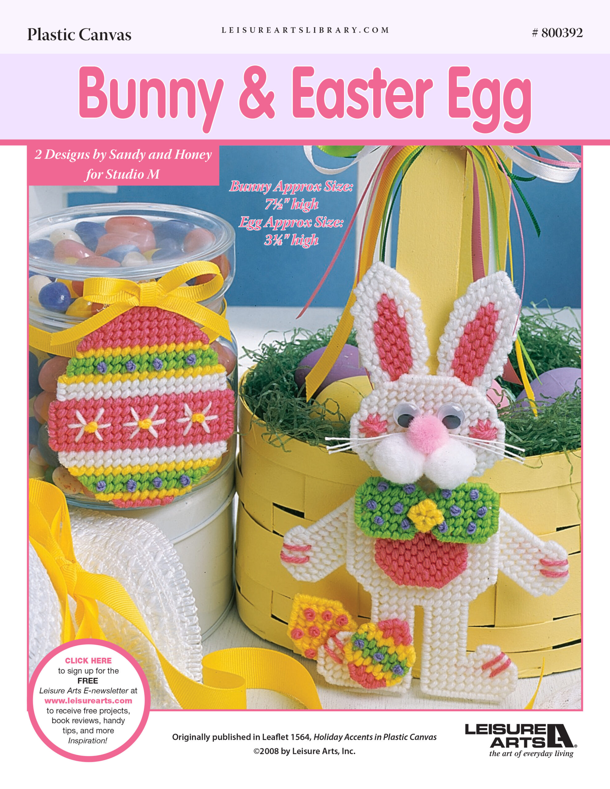 Leisure Arts Holiday Accents In Plastic Canvas Bunny Easter Egg ePattern