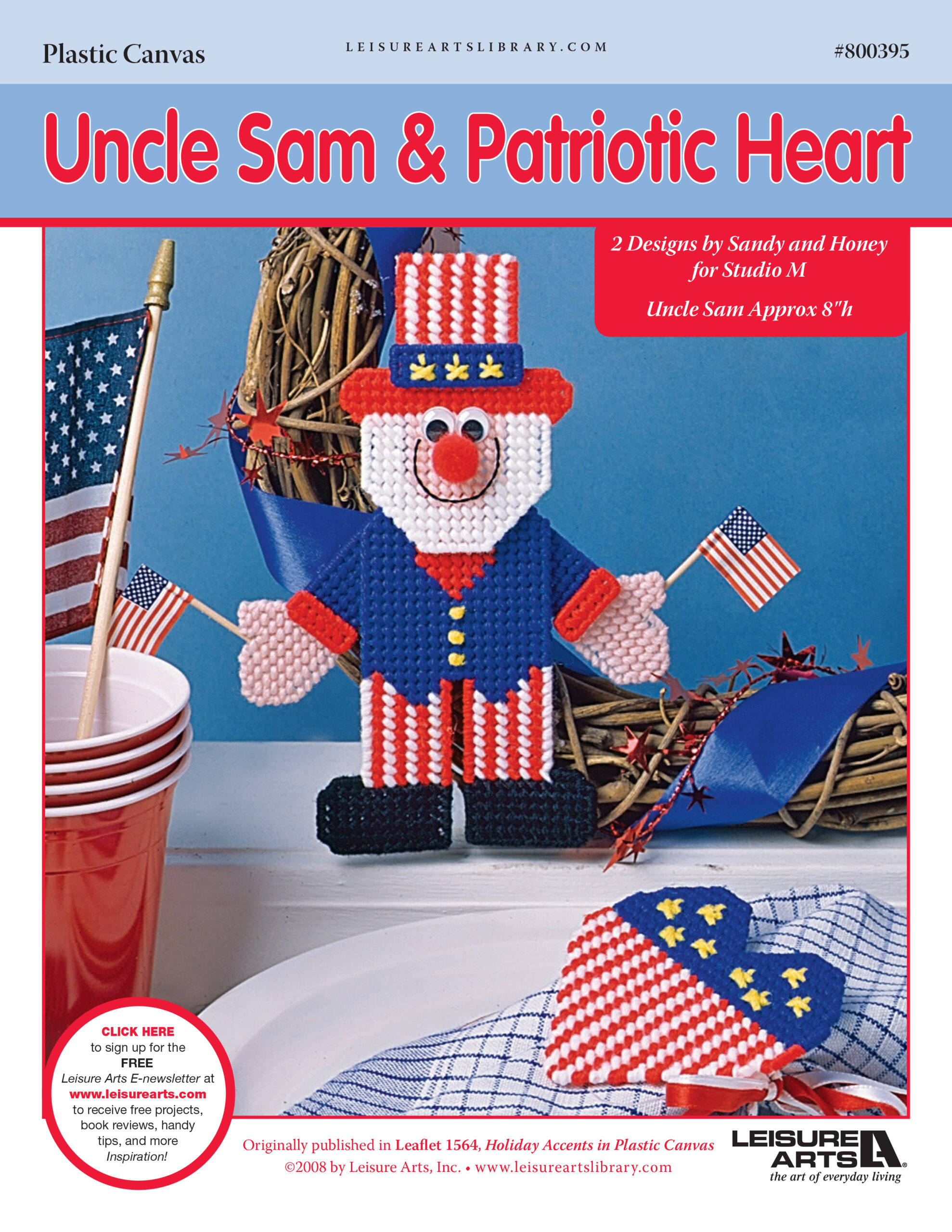 Leisure Arts Holiday Accents In Plastic Canvas Uncle Sam Patriotic Heart ePattern