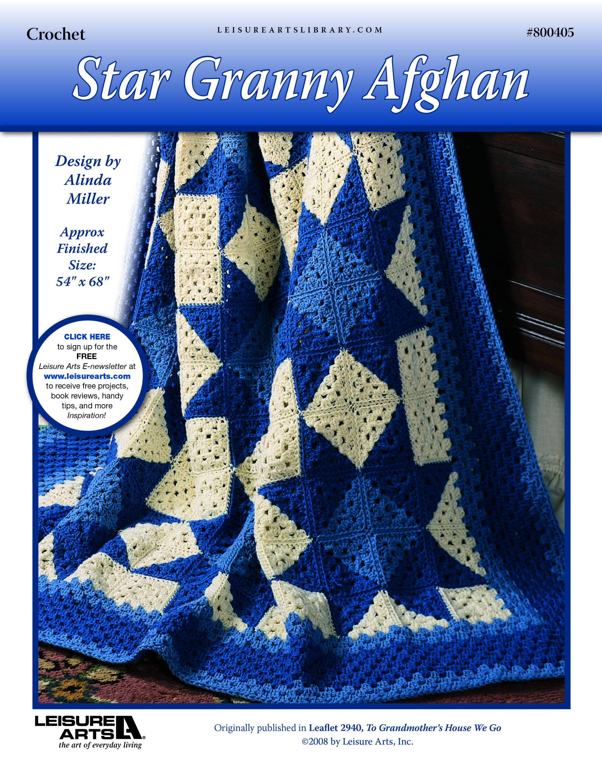 Leisure Arts Patterns Star Granny Afghan Crochet ePattern