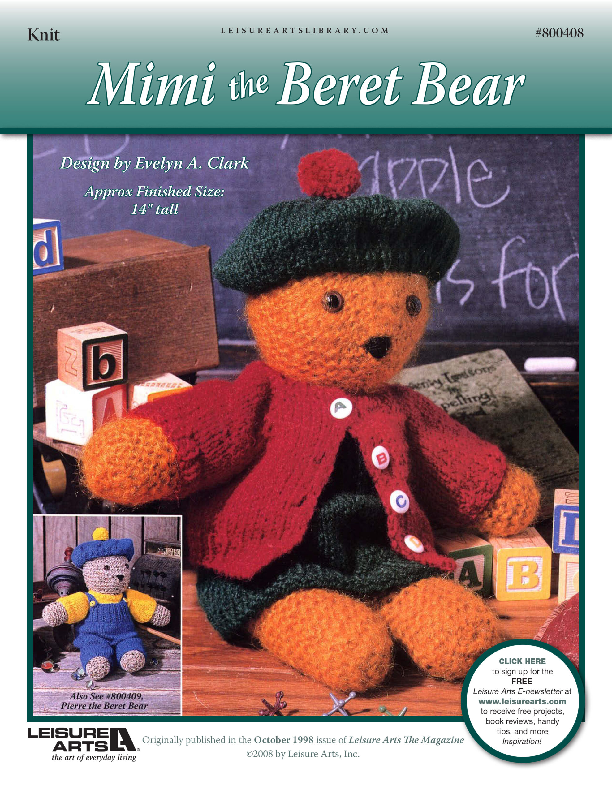 Leisure Arts Mimi The Beret Bear Knit ePattern