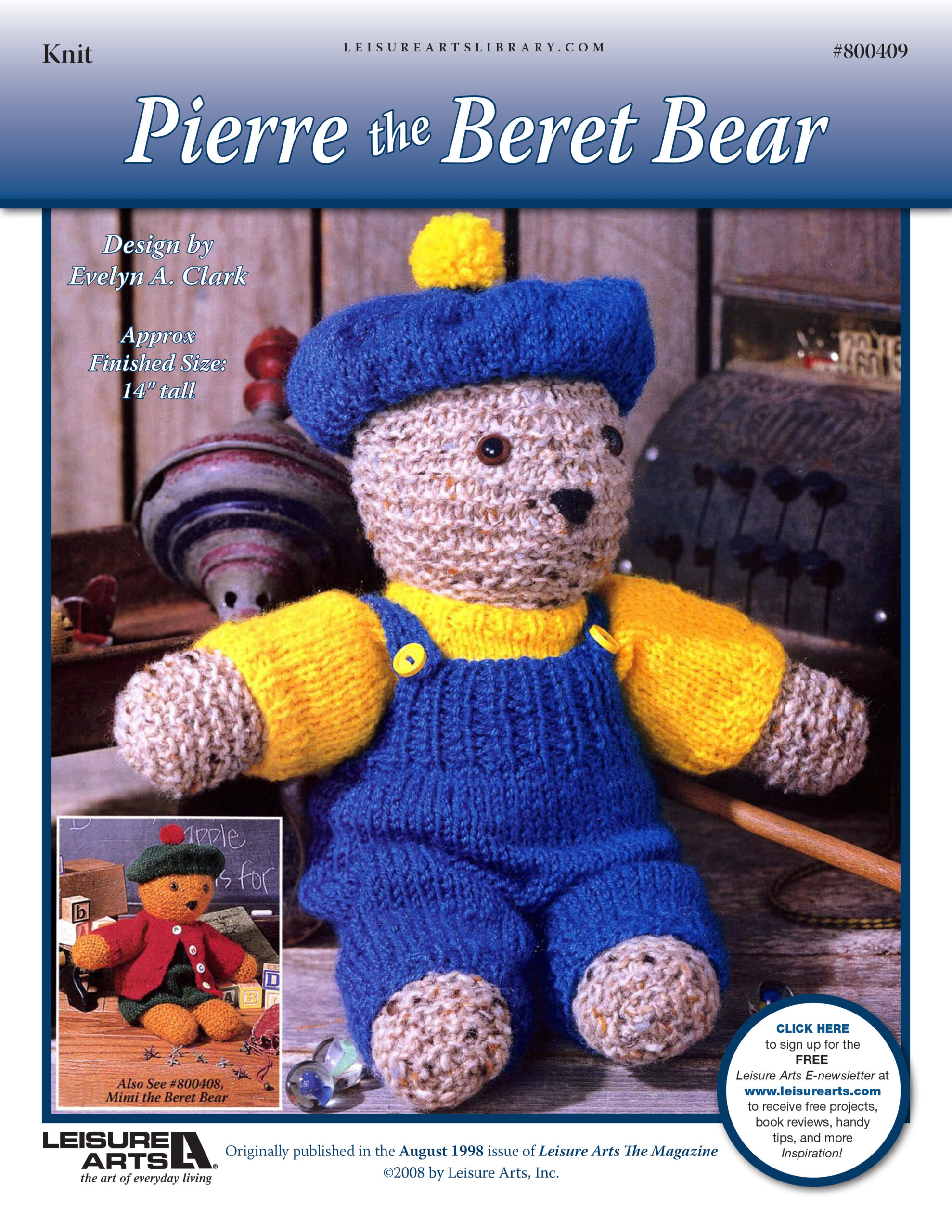 Leisure Arts Pierre The Beret Bear Knit ePattern