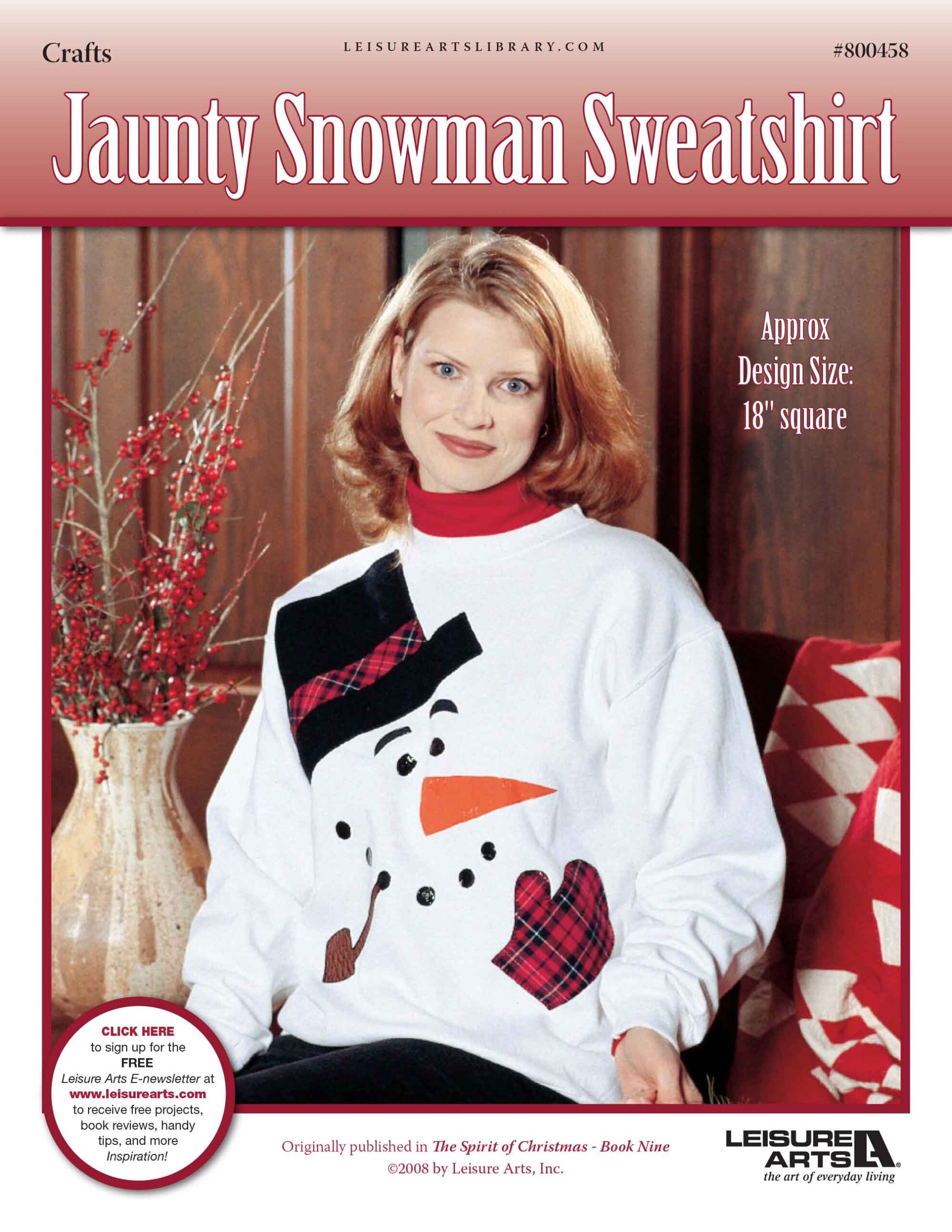 Leisure Arts Jaunty Snowman Sweatshirt Applique ePattern