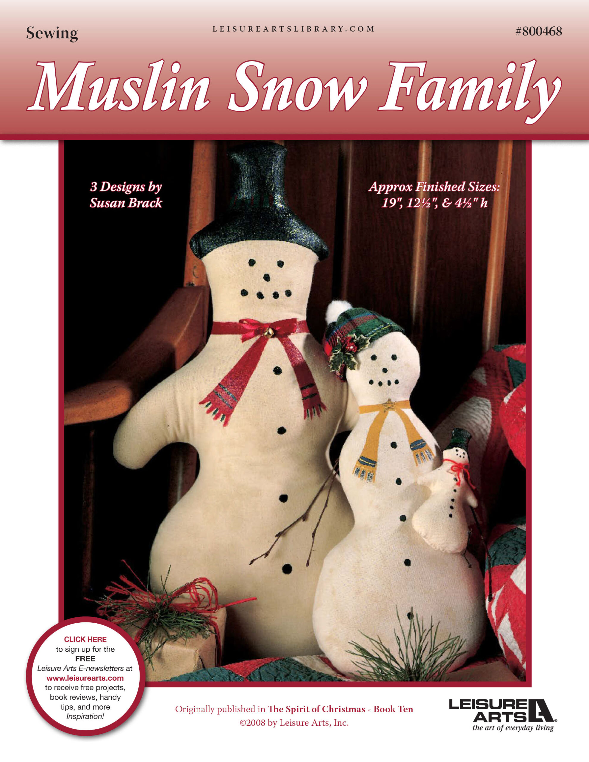 Leisure Arts Muslin Snowman Family Sewing ePattern
