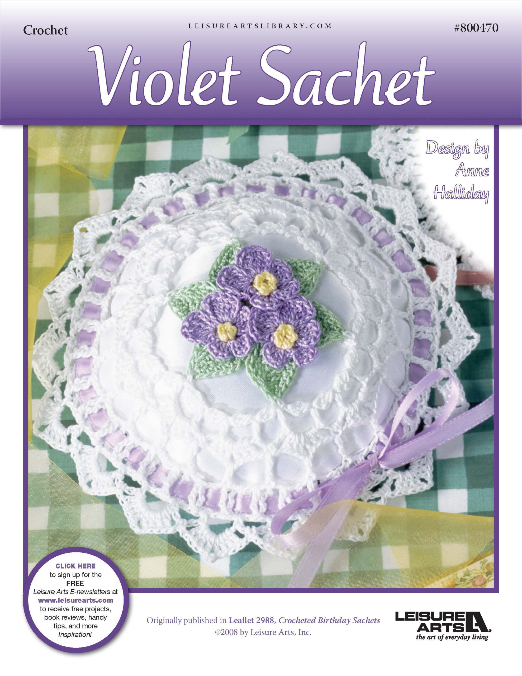 Leisure Arts Crocheted Birthday Sachets Violet ePattern