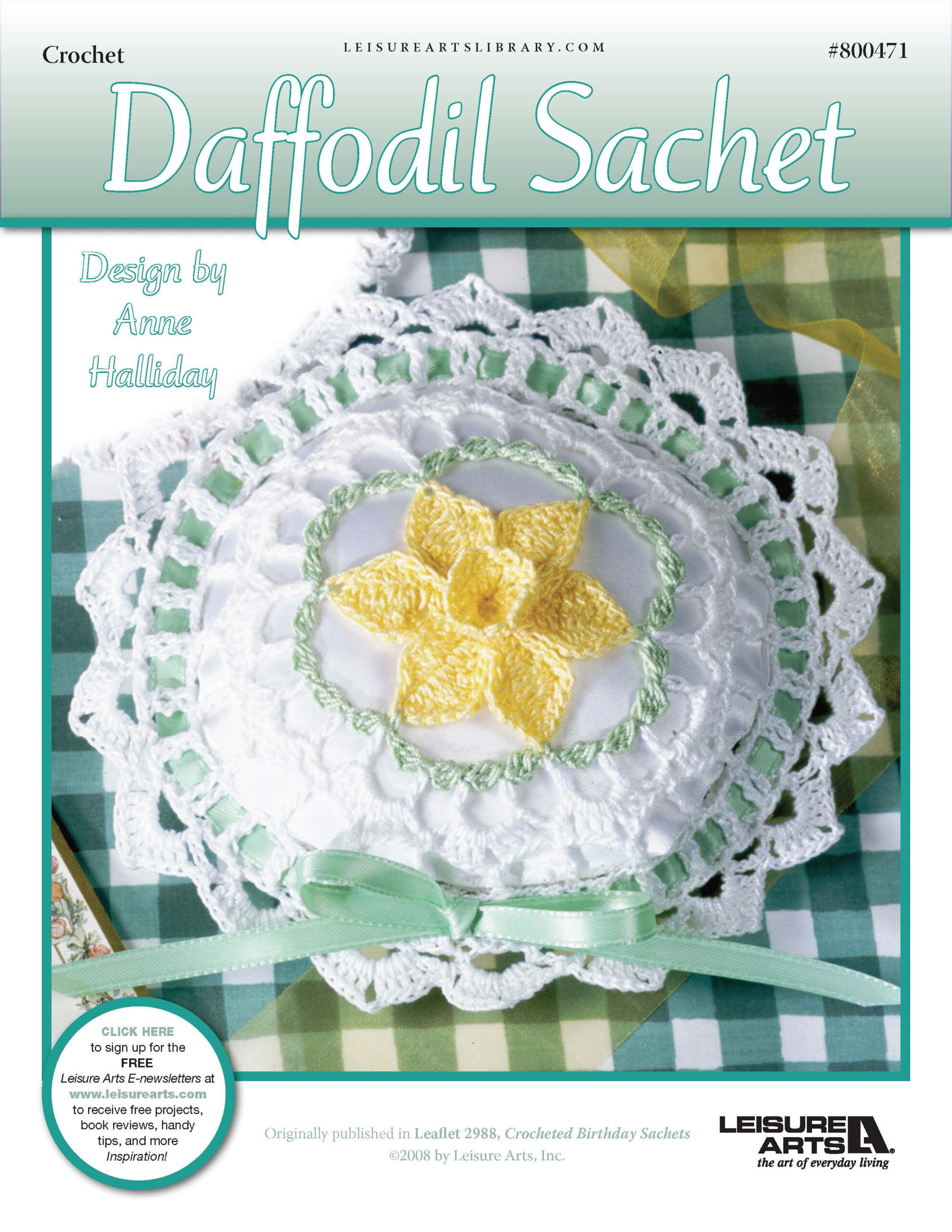 Leisure Arts Crocheted Birthday Sachets Daffodil ePattern