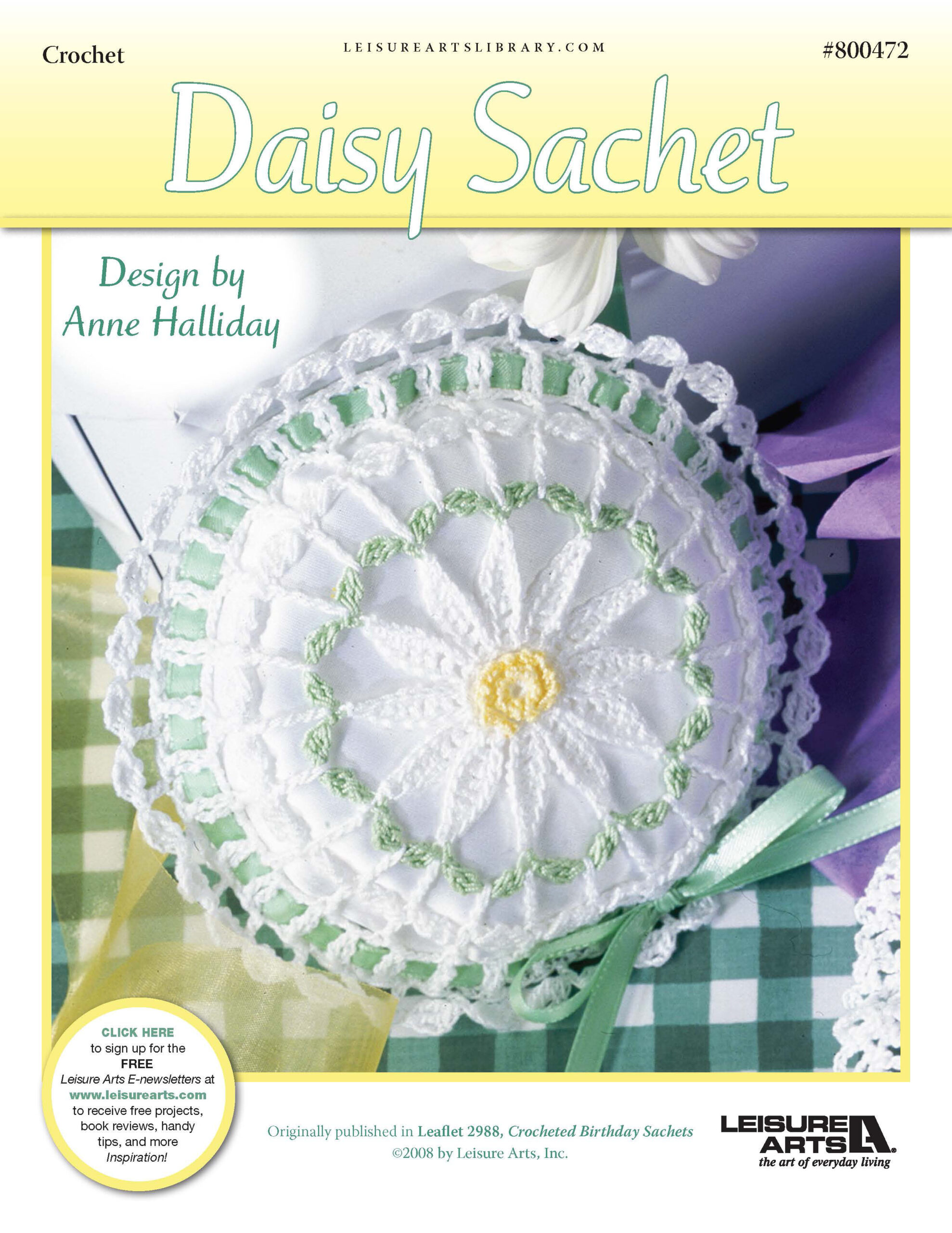 Leisure Arts Crocheted Birthday Sachets Daisy ePattern