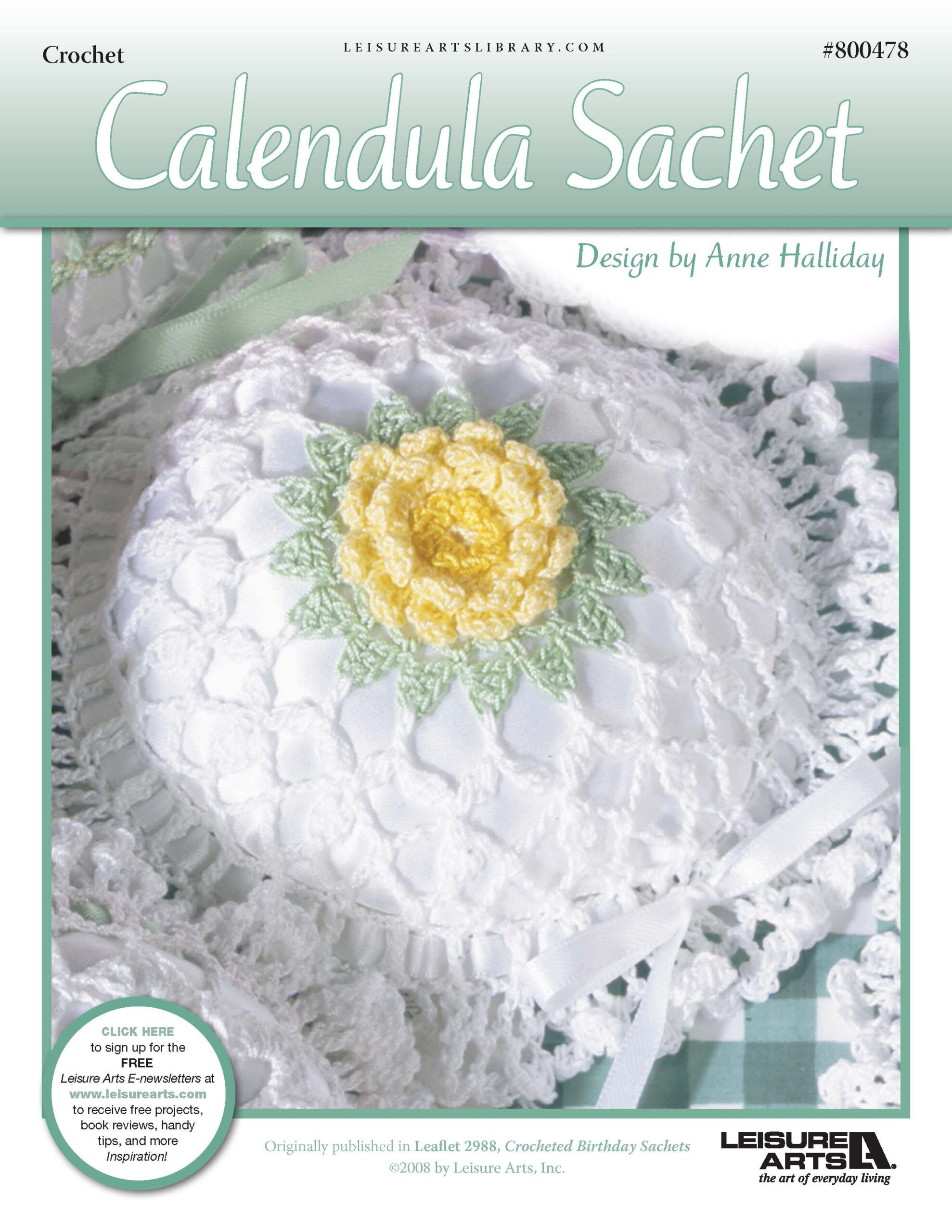 Leisure Arts Crocheted Birthday Sachets Calendula ePattern