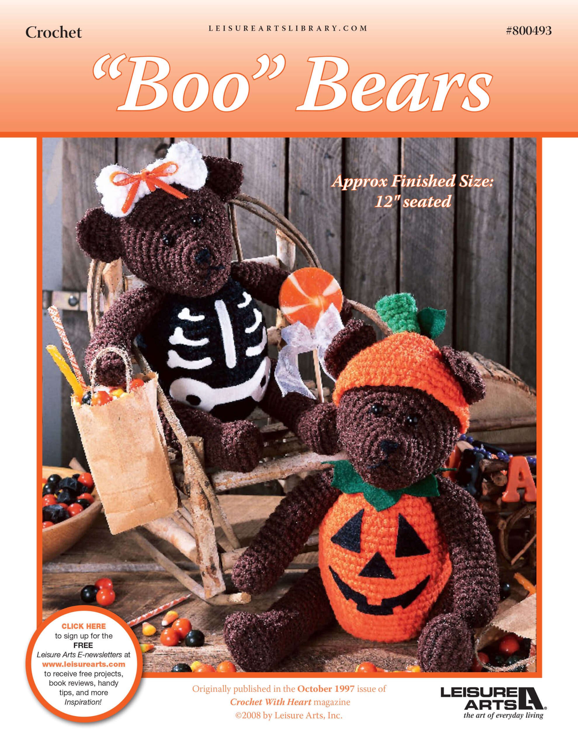 Leisure Arts Crochet With Heart Boo Bears ePattern