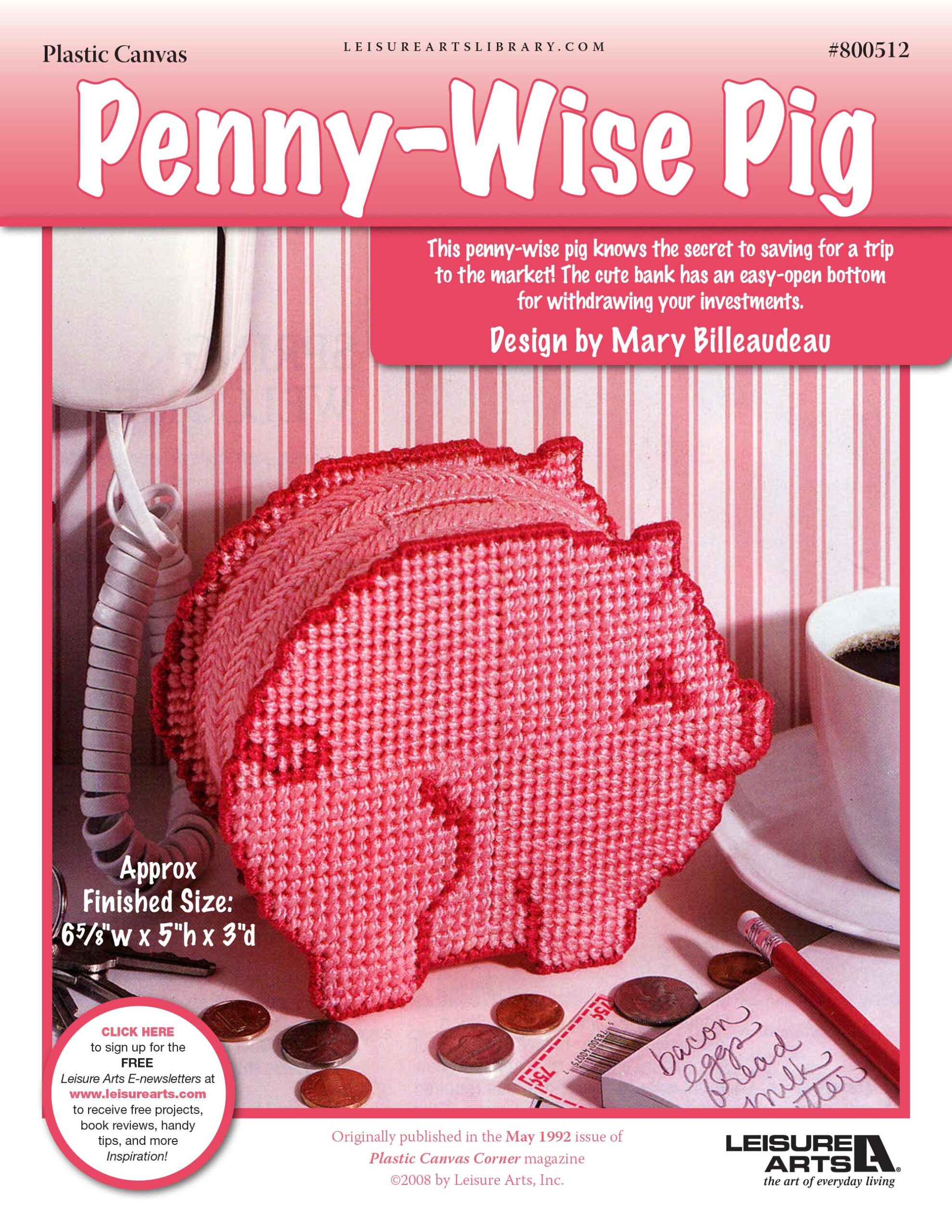 Leisure Arts Penny Wise Pig Plastic Canvas ePattern