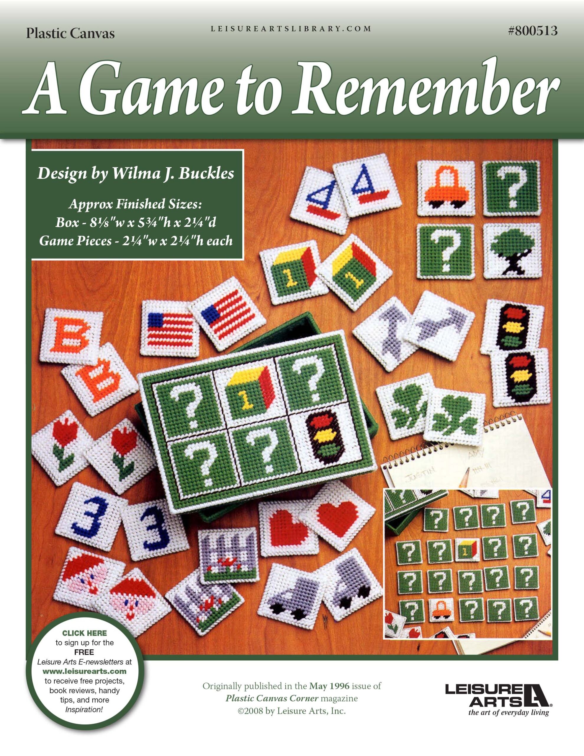 Leisure Arts A Game To Remember Plastic Canvas ePattern